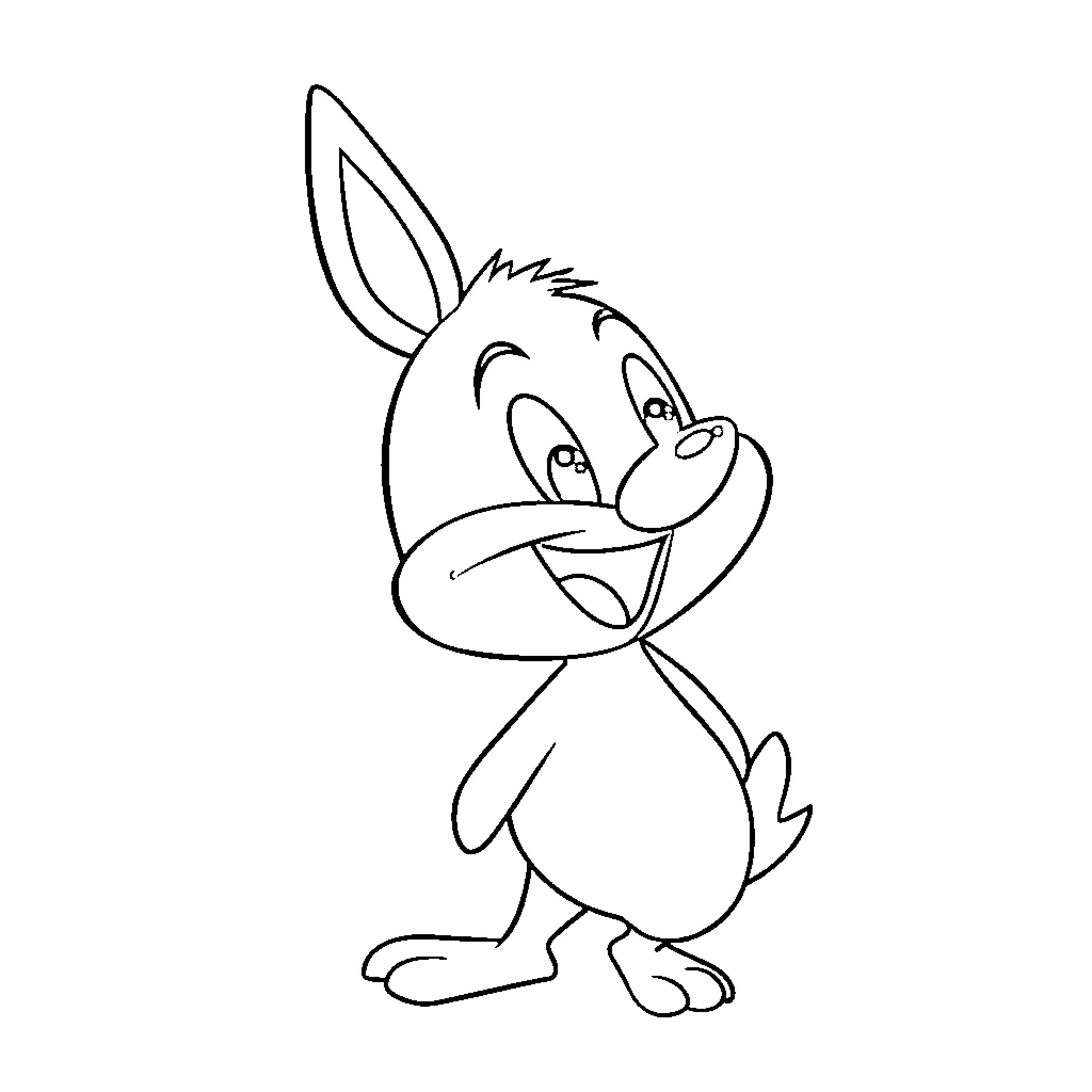 Lucas the Cheerful Cartoon Rabbit Coloring Page (free black-and-white line drawing printable PDF for all, from beginners to advanced learners, including children, teens, adults, and seniors)