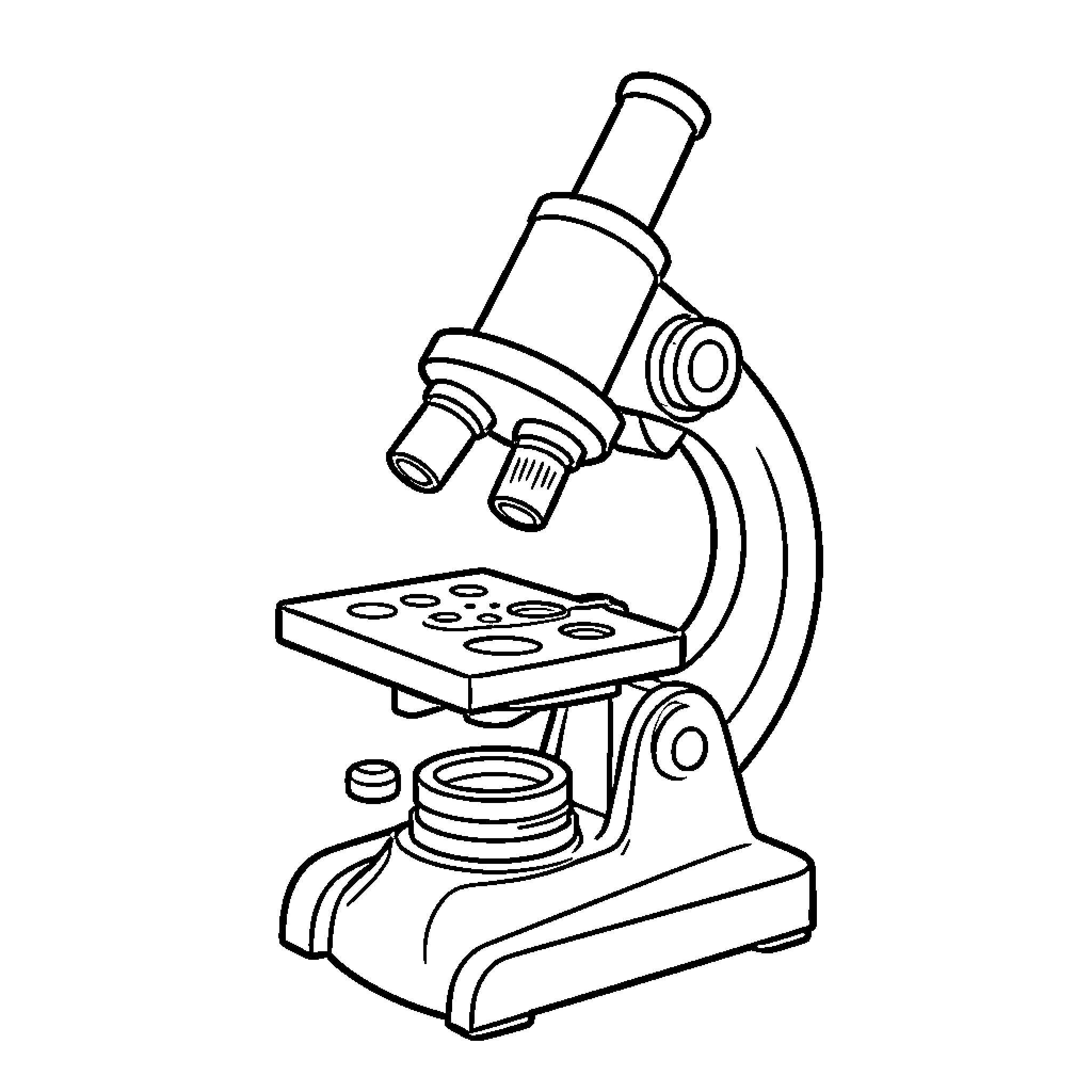 Microscope standing on a flat surface Coloring Page (free black-and-white line drawing printable PDF for all, from beginners to advanced learners, including children, teens, adults, and seniors)