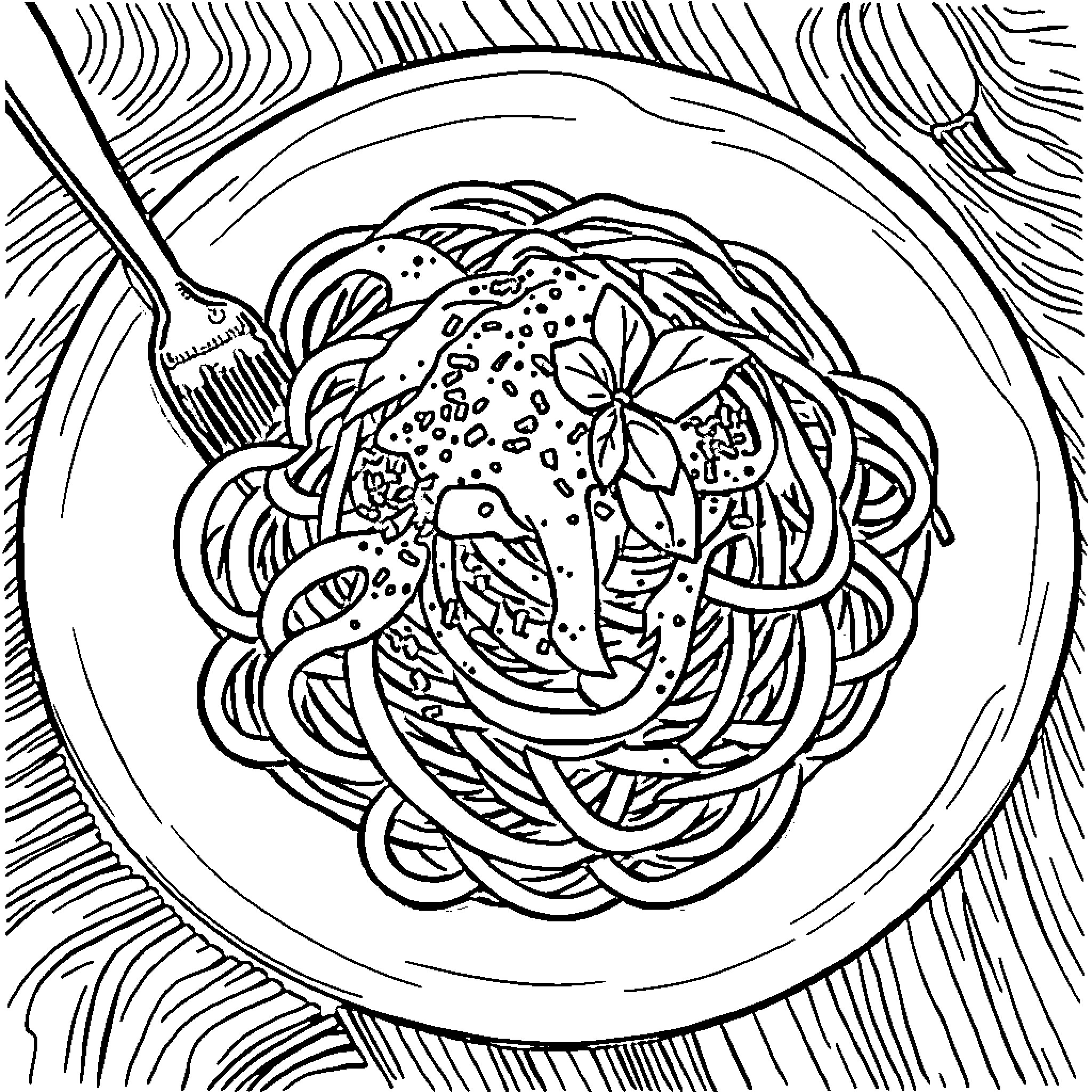 Brainrot: Chaotic culinary creation Coloring Page (free black-and-white line drawing printable PDF for all, from beginners to advanced learners, including children, teens, adults, and seniors)