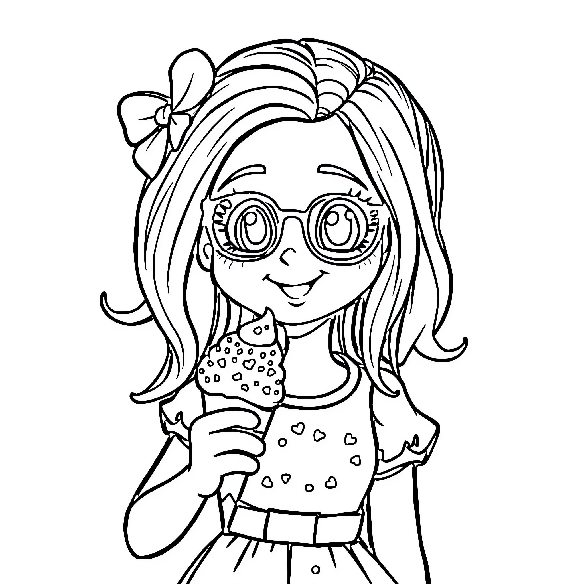 Barby enjoying a cheerful day in polka dots Coloring Page (free black-and-white line drawing printable PDF for all, from beginners to advanced learners, including children, teens, adults, and seniors)