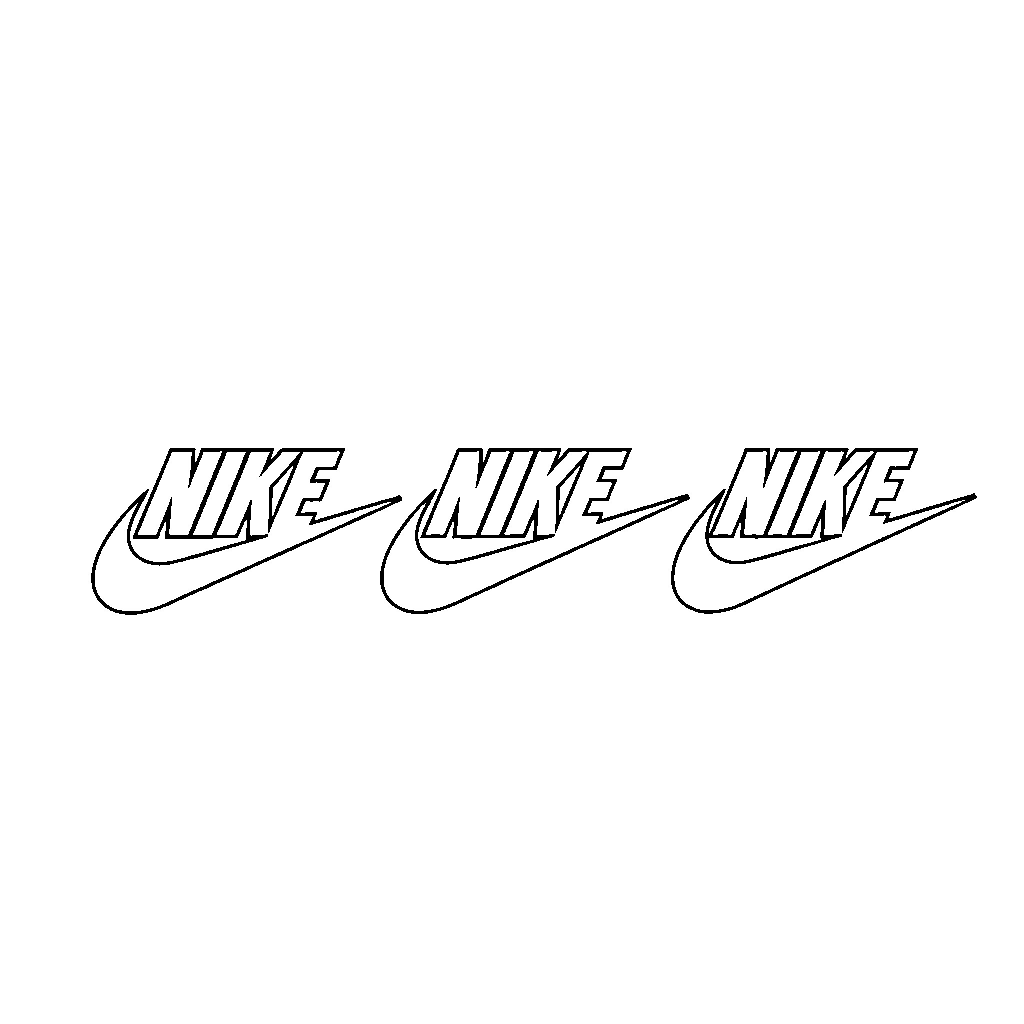 Nike Logo Displayed in Black and White Coloring Page (free black-and-white line drawing printable PDF for all, from beginners to advanced learners, including children, teens, adults, and seniors)