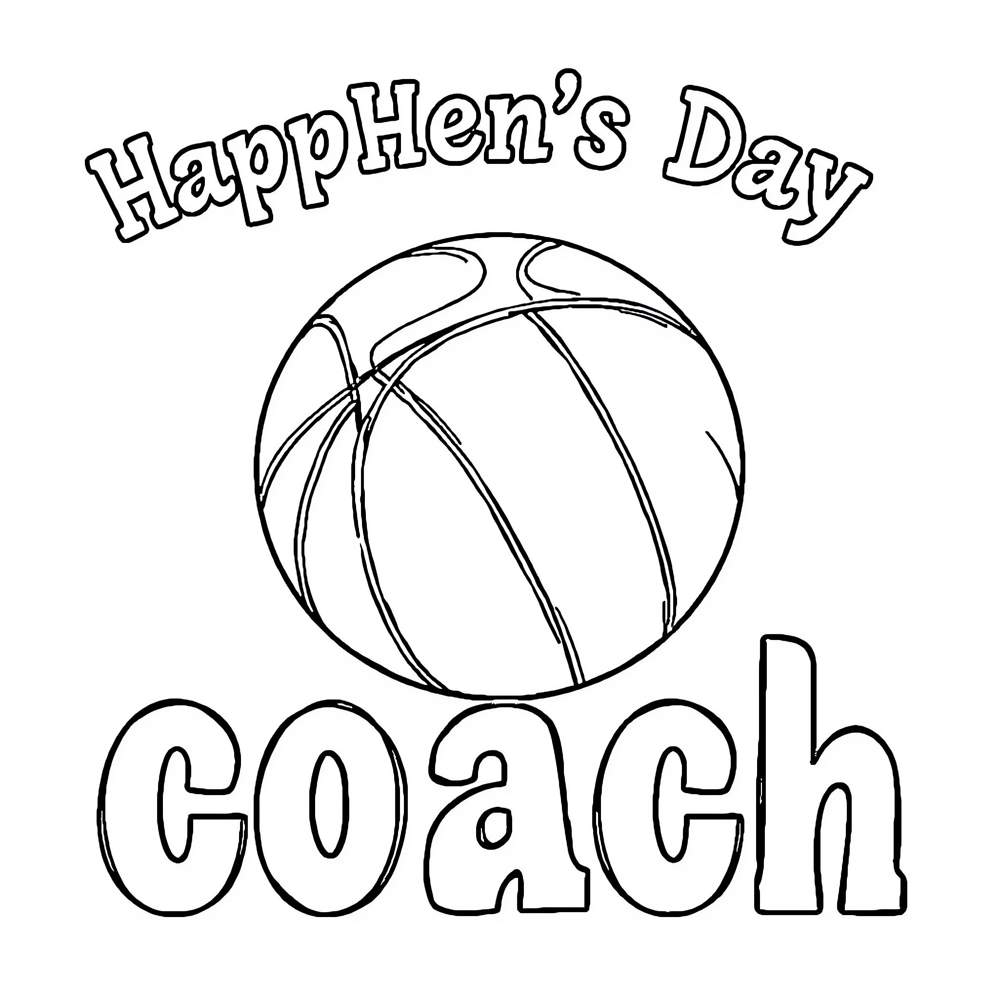 Basketball Coach Appreciation Day Coloring Page (free black-and-white line drawing printable PDF for all, from beginners to advanced learners, including children, teens, adults, and seniors)