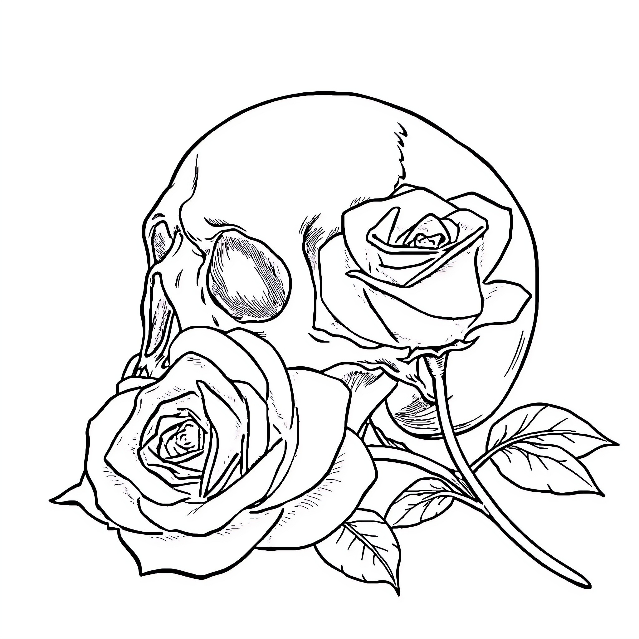 Rose bouquet with delicate floral details Coloring Page (free black-and-white line drawing printable PDF for all, from beginners to advanced learners, including children, teens, adults, and seniors)