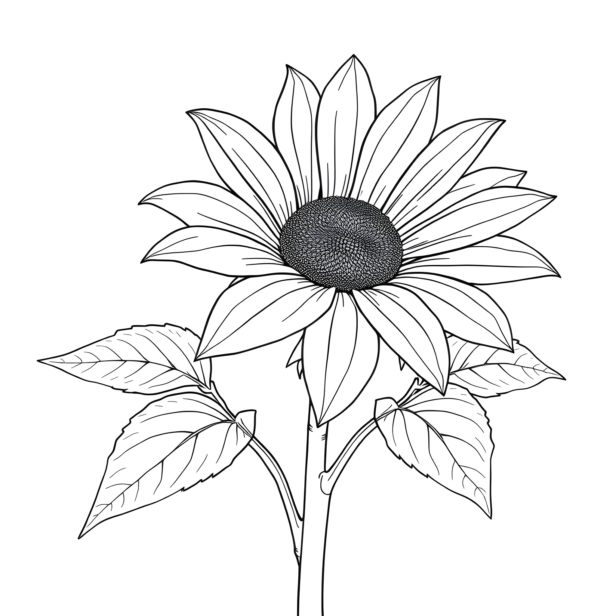 Sunpatients: Delicate Floral Formation Coloring Page (free black-and-white line drawing printable PDF for all, from beginners to advanced learners, including children, teens, adults, and seniors)