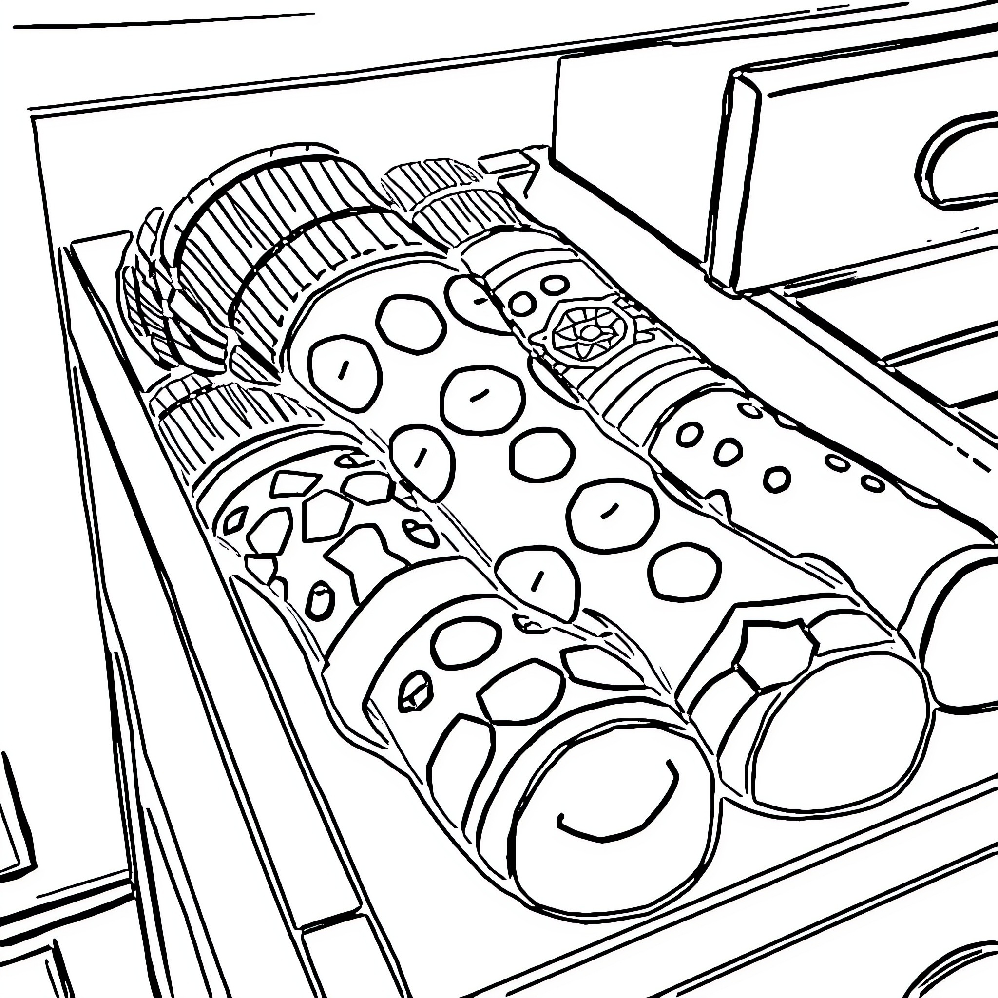 Sock with playful patterns in drawer Coloring Page (free black-and-white line drawing printable PDF for all, from beginners to advanced learners, including children, teens, adults, and seniors)