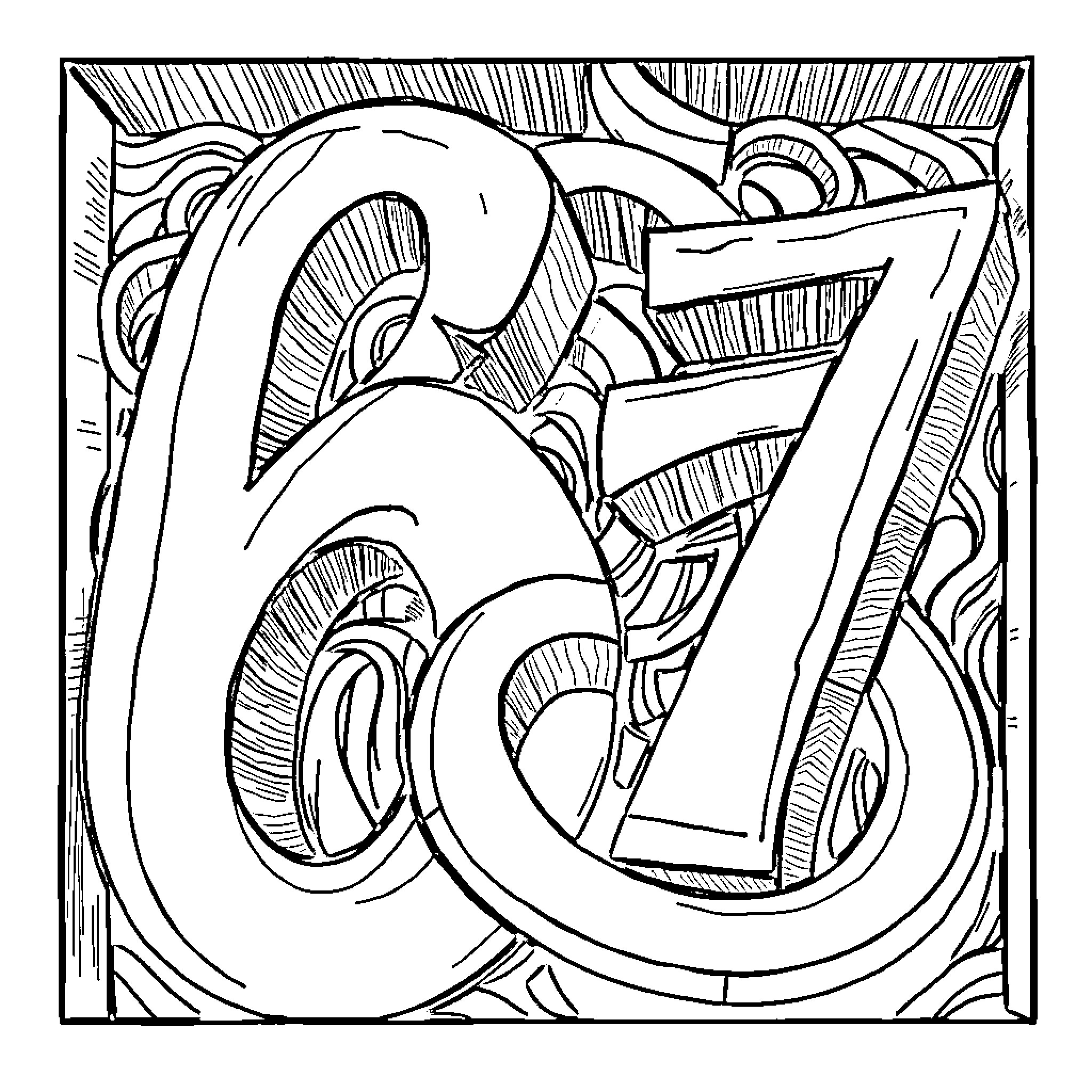 Maze of Intricate Abstract Symbols Coloring Page (free black-and-white line drawing printable PDF for all, from beginners to advanced learners, including children, teens, adults, and seniors)