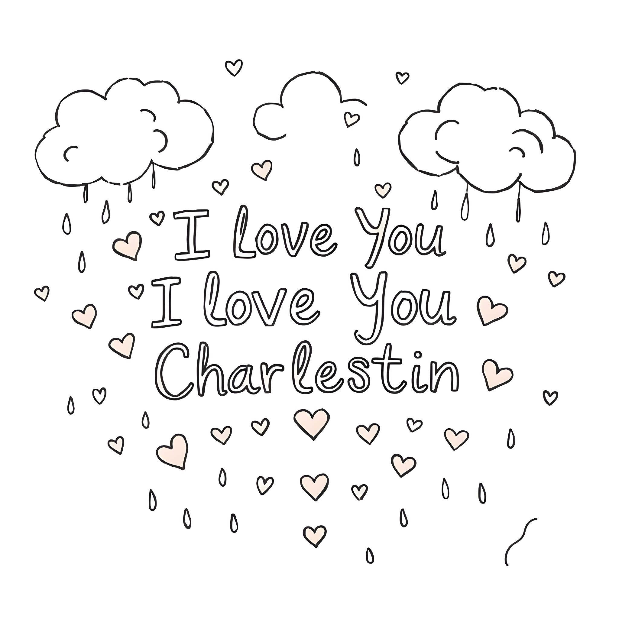 Charlestyn's heartfelt message of love Coloring Page (free black-and-white line drawing printable PDF for all, from beginners to advanced learners, including children, teens, adults, and seniors)