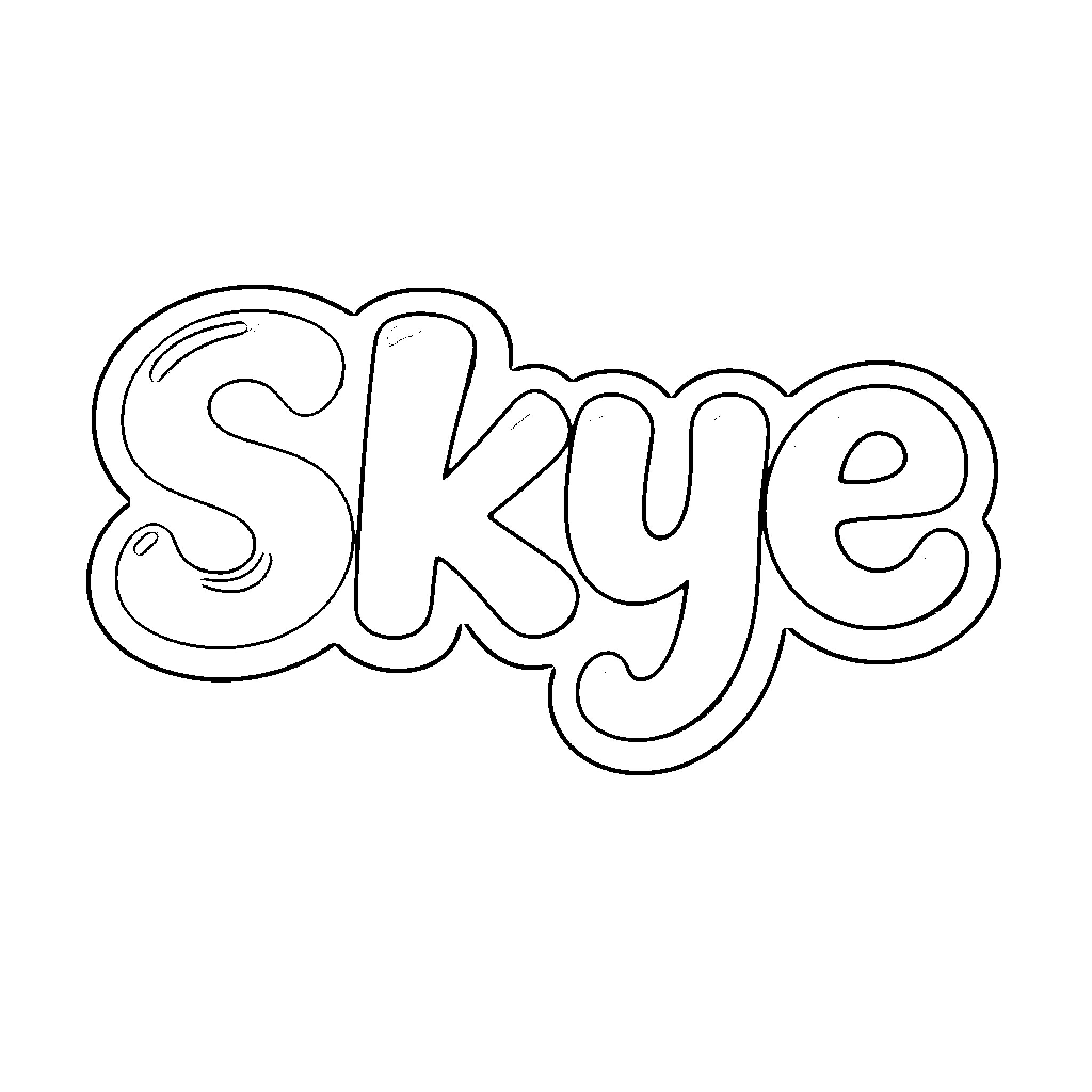 Skye's Unique Lettering Design Coloring Page (free black-and-white line drawing printable PDF for all, from beginners to advanced learners, including children, teens, adults, and seniors)