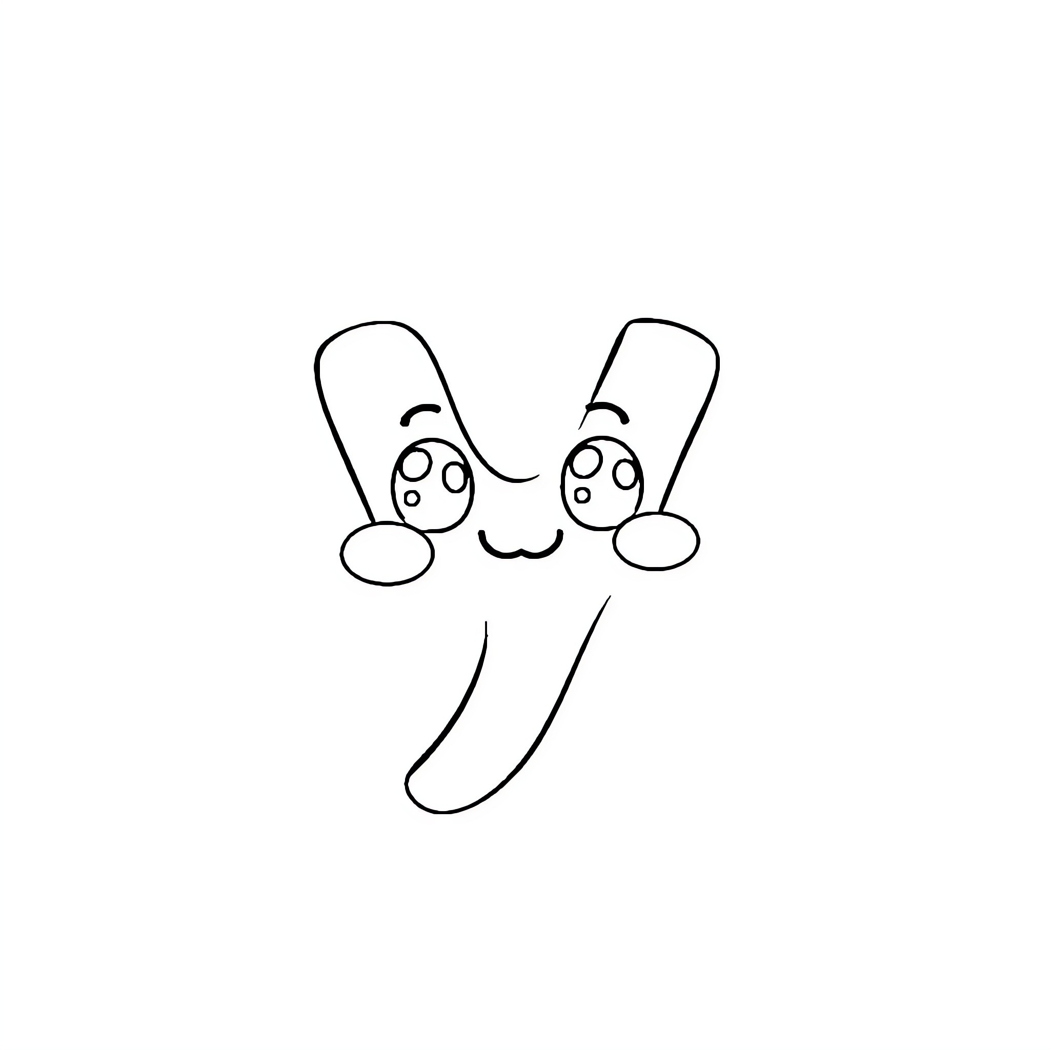 Letter Y with Smiling Facial Expression Coloring Page (free black-and-white line drawing printable PDF for all, from beginners to advanced learners, including children, teens, adults, and seniors)