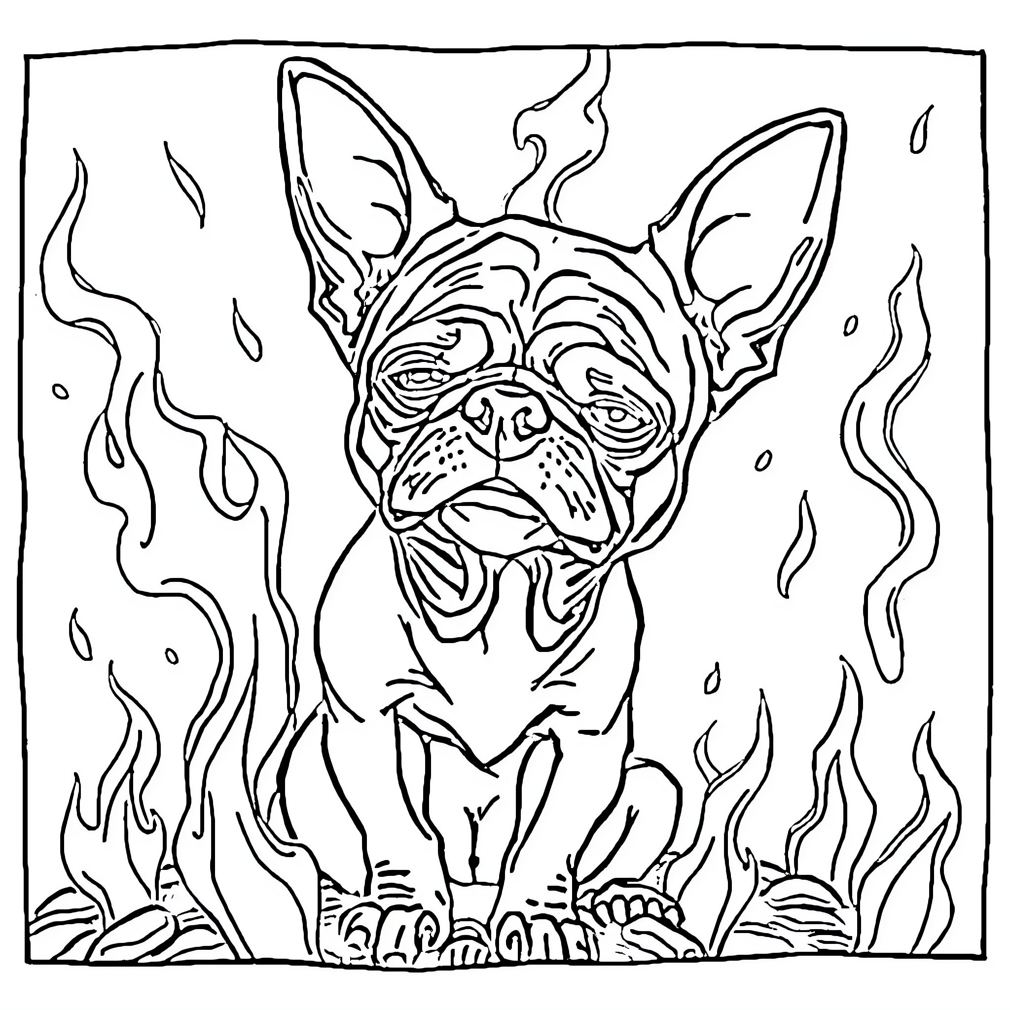 Chihuahua Braving the Elements Coloring Page (free black-and-white line drawing printable PDF for all, from beginners to advanced learners, including children, teens, adults, and seniors)