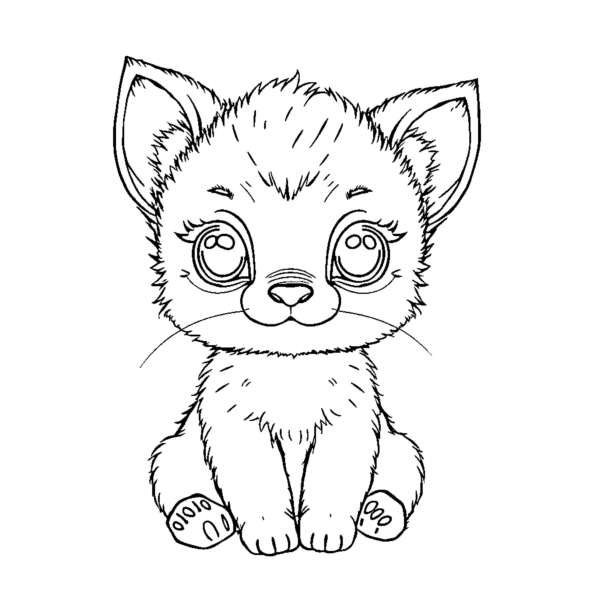 Sagia, the Adorable Kitten Coloring Page (free black-and-white line drawing printable PDF for all, from beginners to advanced learners, including children, teens, adults, and seniors)
