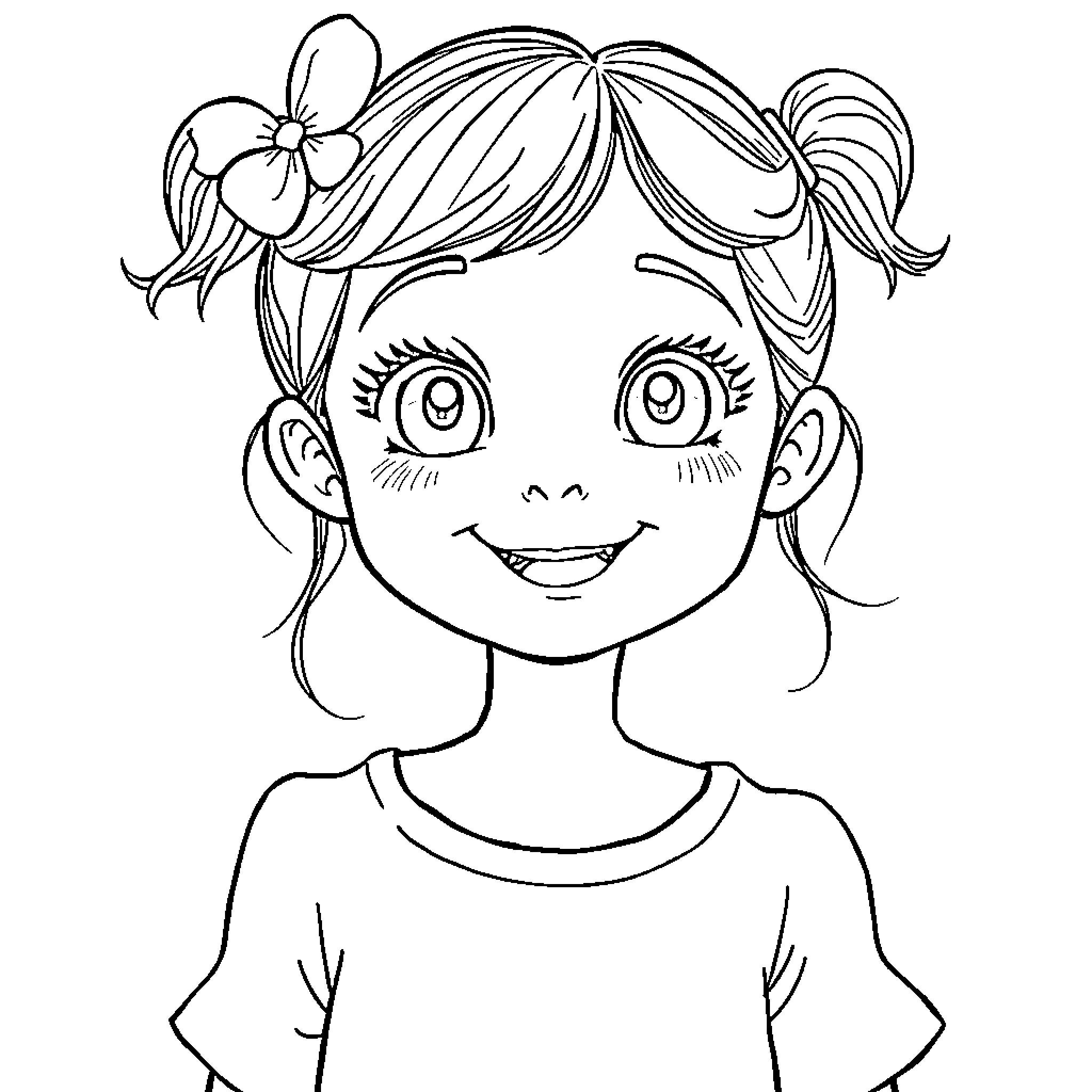 Romy's Joyful Expression Coloring Page (free black-and-white line drawing printable PDF for all, from beginners to advanced learners, including children, teens, adults, and seniors)