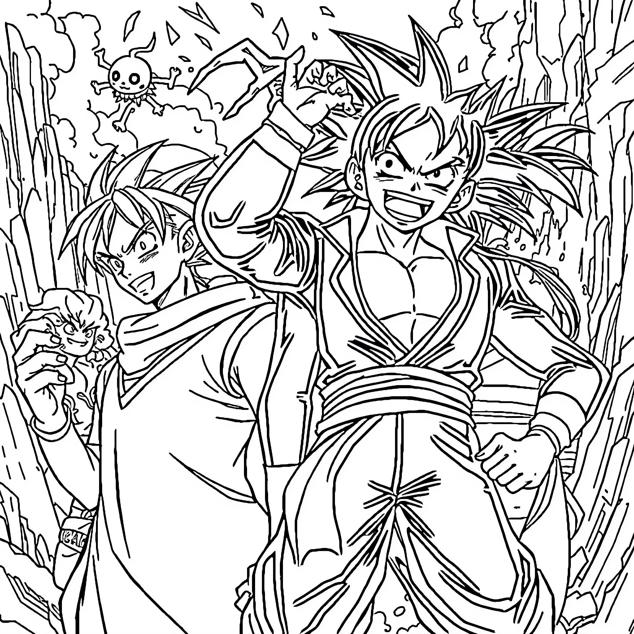 Bonn: Animated Characters in Dramatic Poses Coloring Page (free black-and-white line drawing printable PDF for all, from beginners to advanced learners, including children, teens, adults, and seniors)