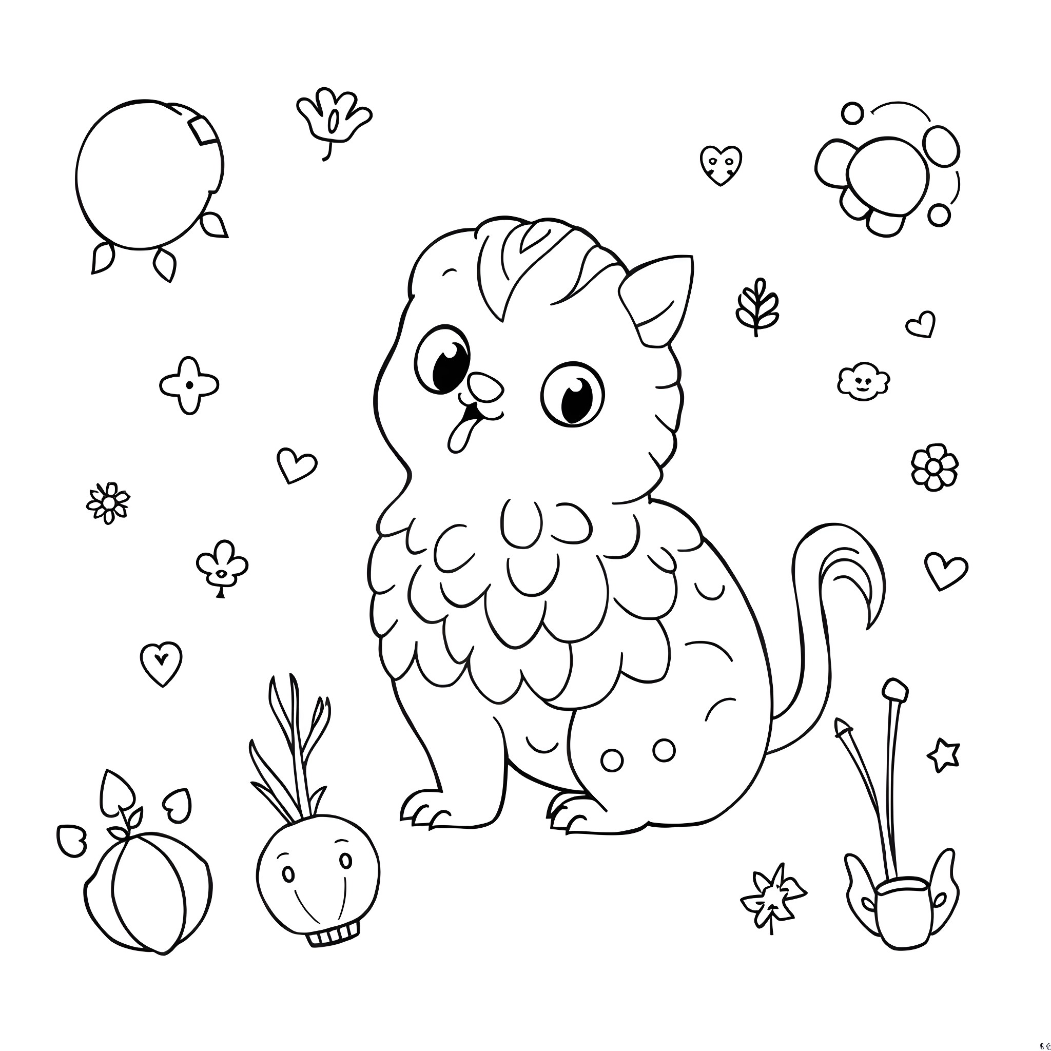 Generator of Cute and Playful Kitty Coloring Page (free black-and-white line drawing printable PDF for all, from beginners to advanced learners, including children, teens, adults, and seniors)