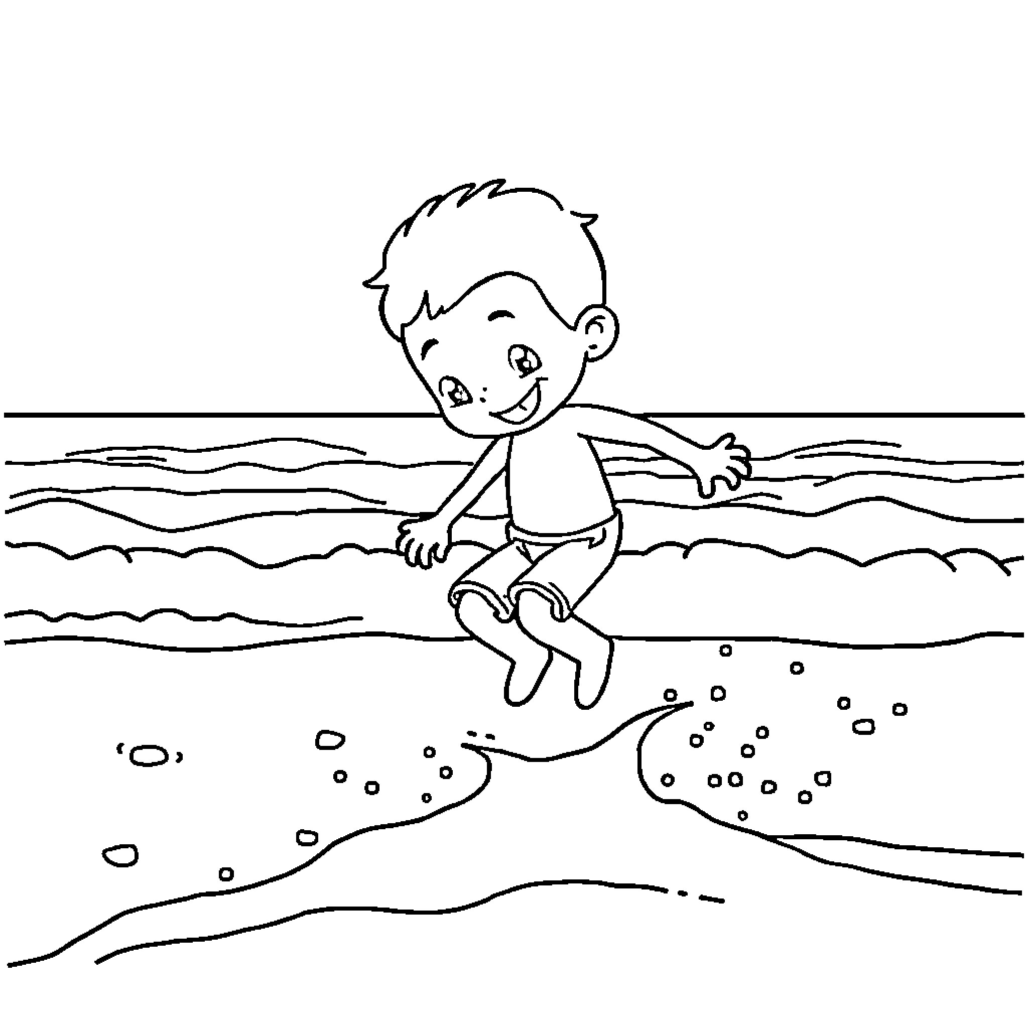 Bluey enjoying a day at the beach Coloring Page (free black-and-white line drawing printable PDF for all, from beginners to advanced learners, including children, teens, adults, and seniors)