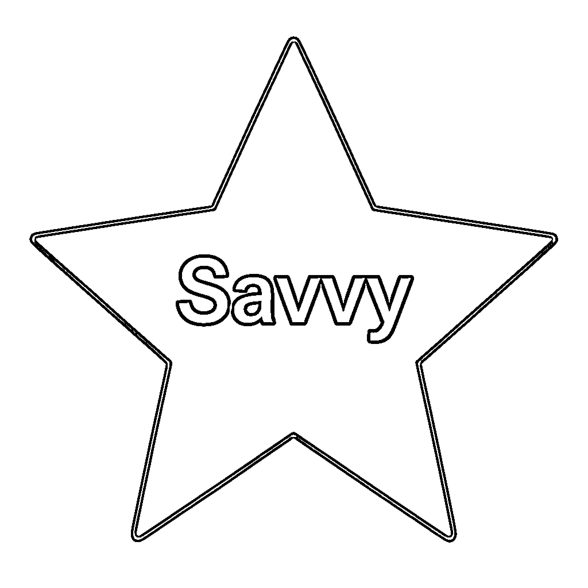 Star Shaped Savvy Coloring Page (free black-and-white line drawing printable PDF for all, from beginners to advanced learners, including children, teens, adults, and seniors)