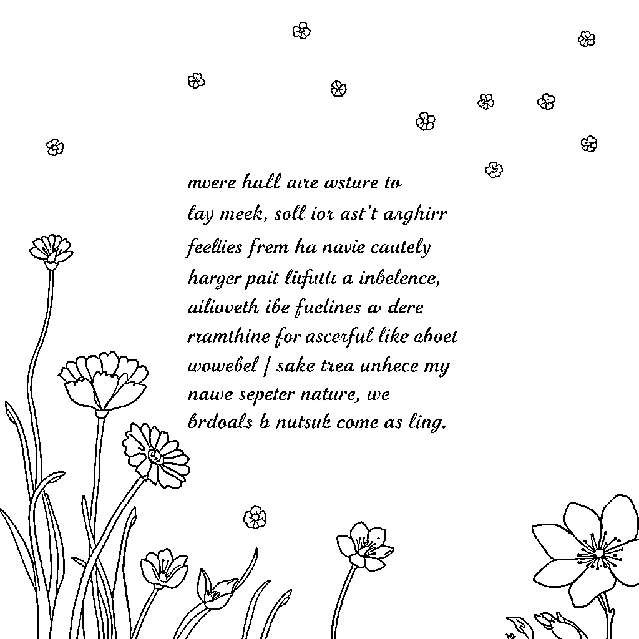 Poetry of flowers, thoughts, and emotions Coloring Page (free black-and-white line drawing printable PDF for all, from beginners to advanced learners, including children, teens, adults, and seniors)