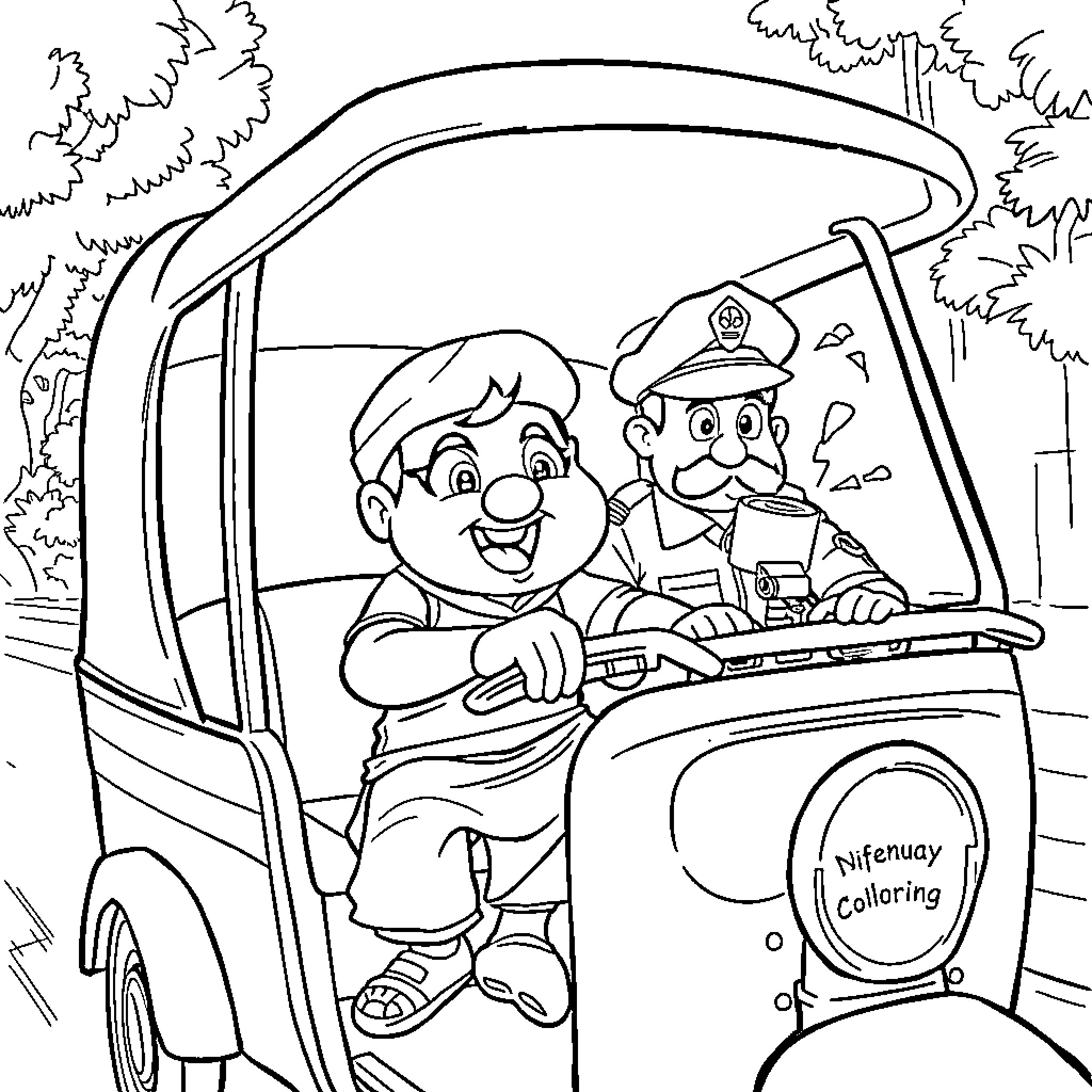 MOTU Characters Riding a Vehicle Coloring Page (free black-and-white line drawing printable PDF for all, from beginners to advanced learners, including children, teens, adults, and seniors)