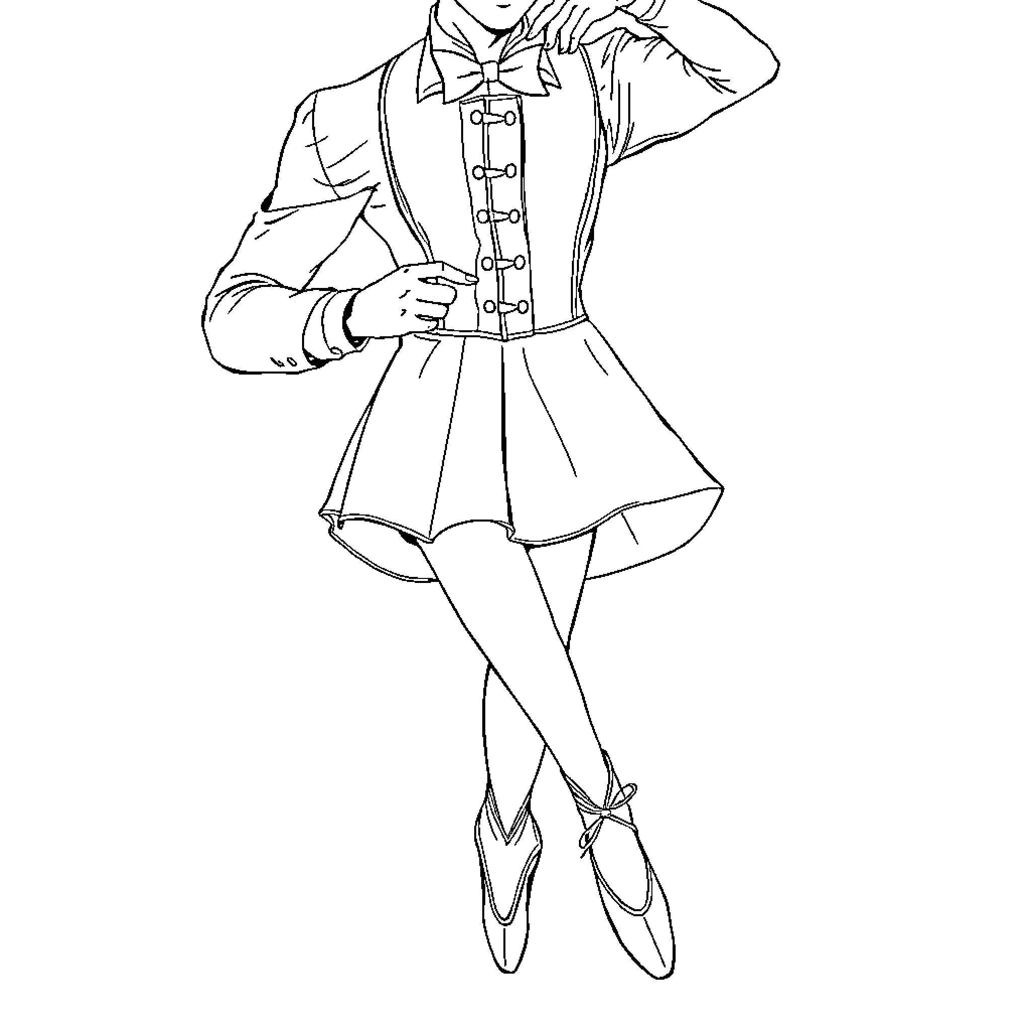 Man in formal attire performing dance moves Coloring Page (free black-and-white line drawing printable PDF for all, from beginners to advanced learners, including children, teens, adults, and seniors)