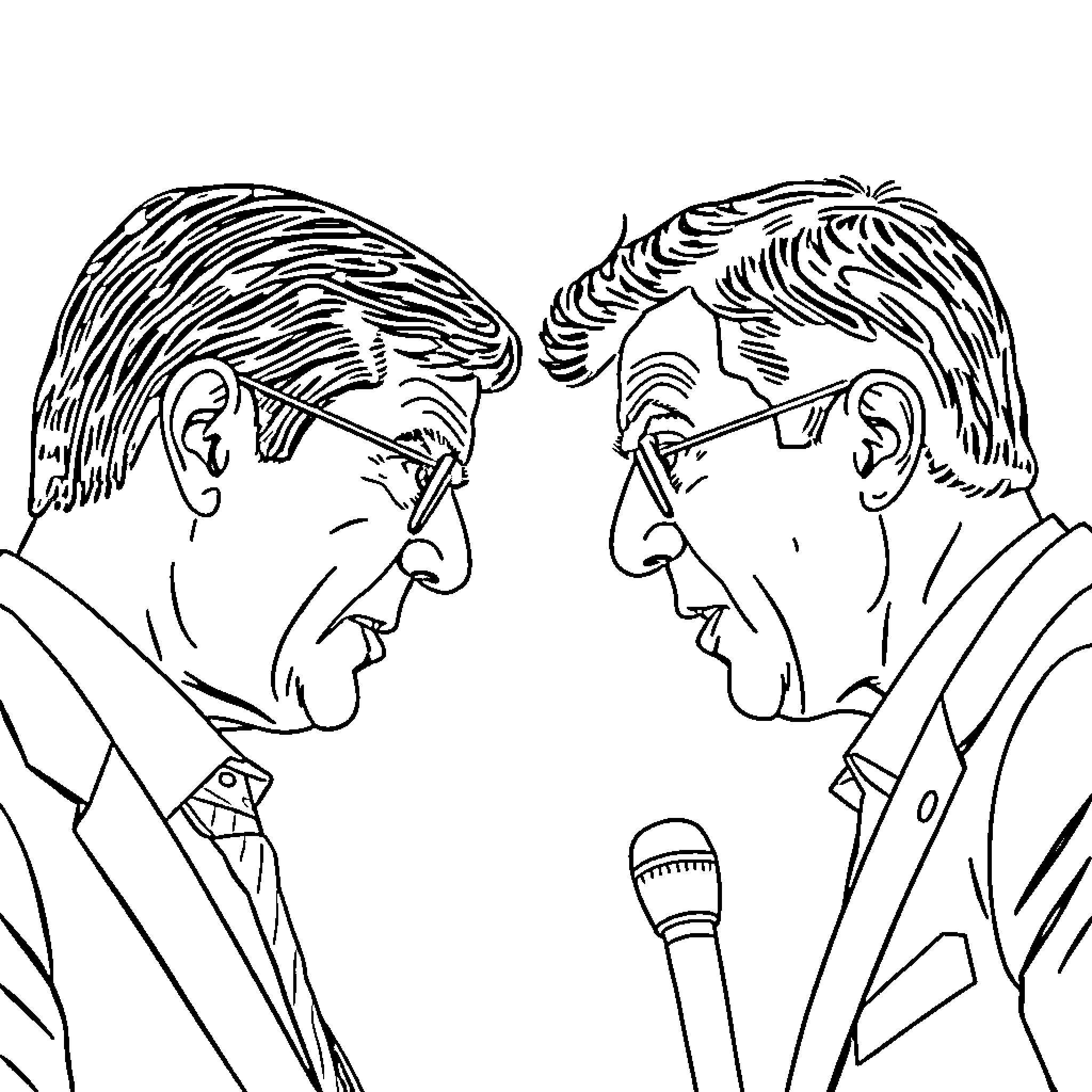 Aznar leaders in heated debate Coloring Page (free black-and-white line drawing printable PDF for all, from beginners to advanced learners, including children, teens, adults, and seniors)