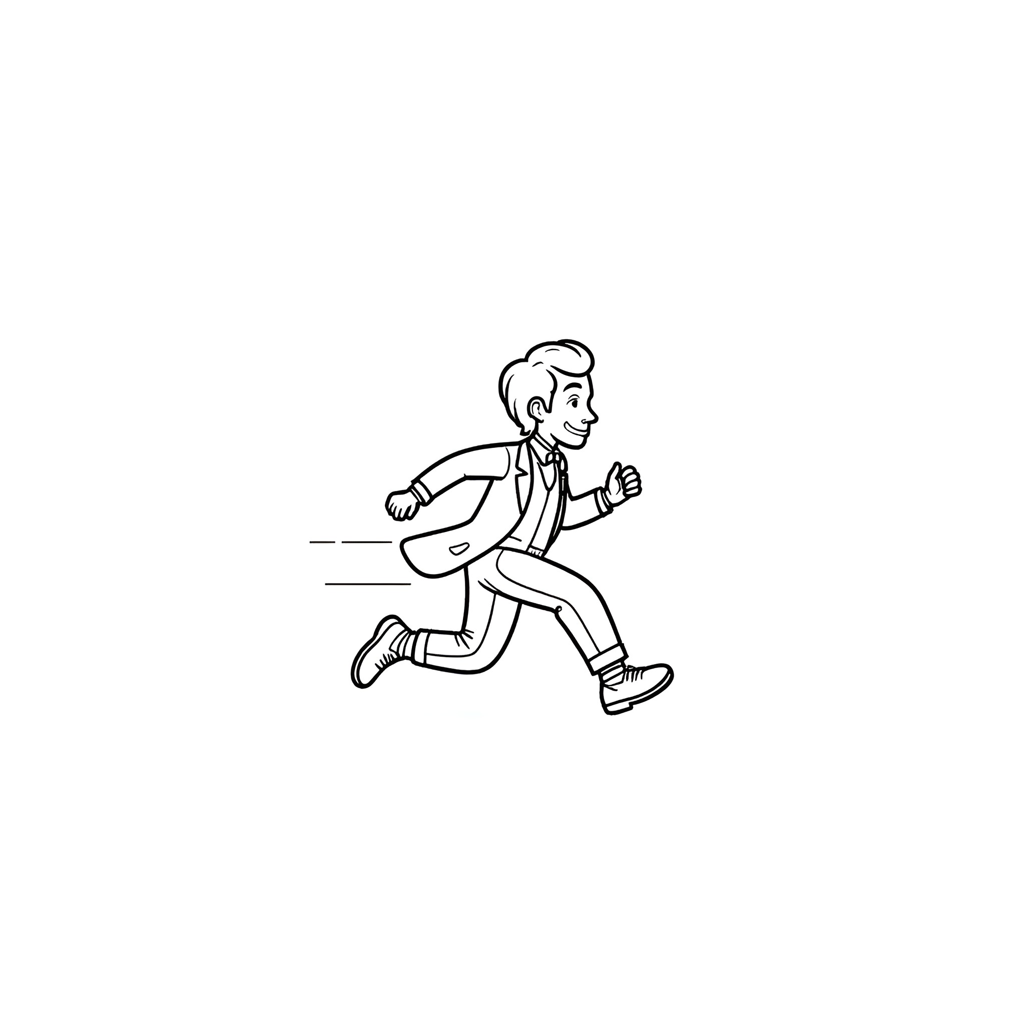 Abraham Lincoln running in a casual outfit Coloring Page (free black-and-white line drawing printable PDF for all, from beginners to advanced learners, including children, teens, adults, and seniors)