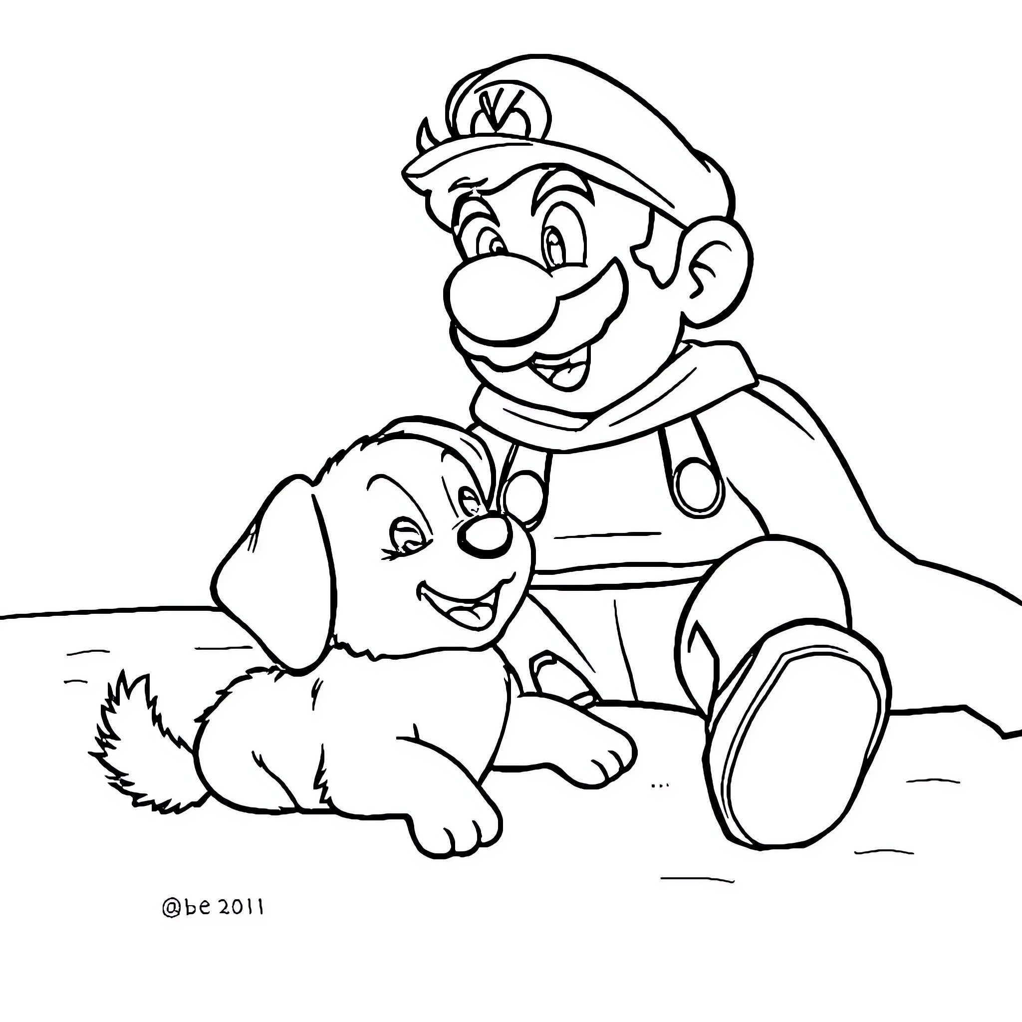 Dachshund and plumber enjoy playtime Coloring Page (free black-and-white line drawing printable PDF for all, from beginners to advanced learners, including children, teens, adults, and seniors)