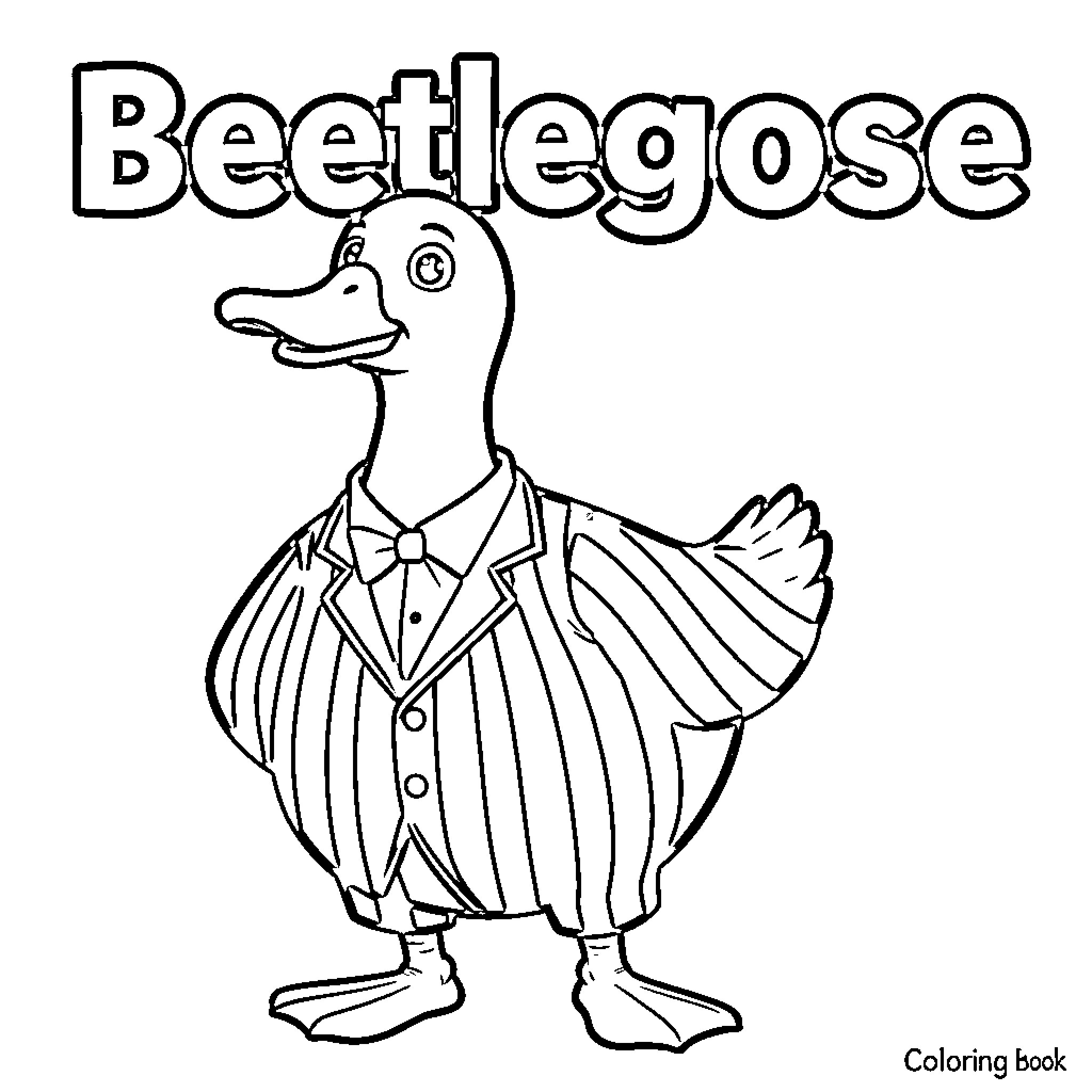 Goose in formal attire Coloring Page (free black-and-white line drawing printable PDF for all, from beginners to advanced learners, including children, teens, adults, and seniors)