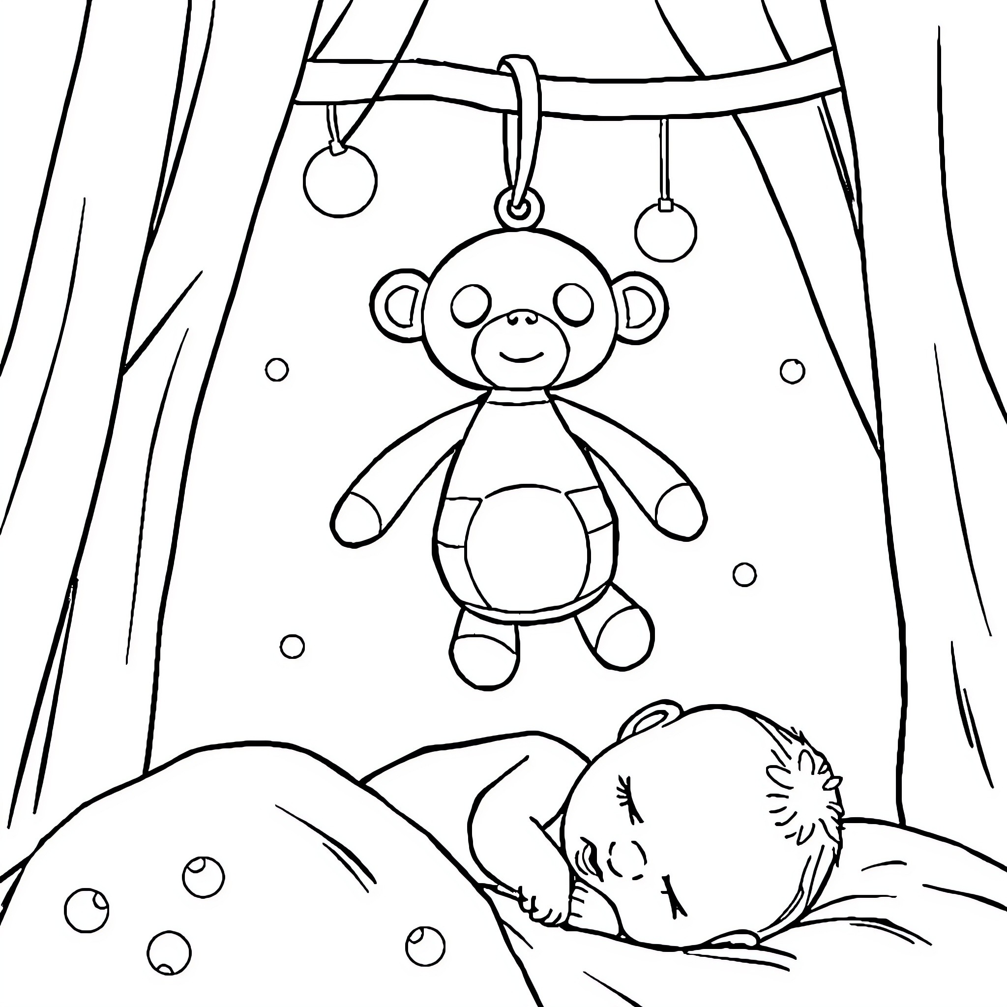Labubu's Cozy Nap Time with Plush Companion Coloring Page (free black-and-white line drawing printable PDF for all, from beginners to advanced learners, including children, teens, adults, and seniors)