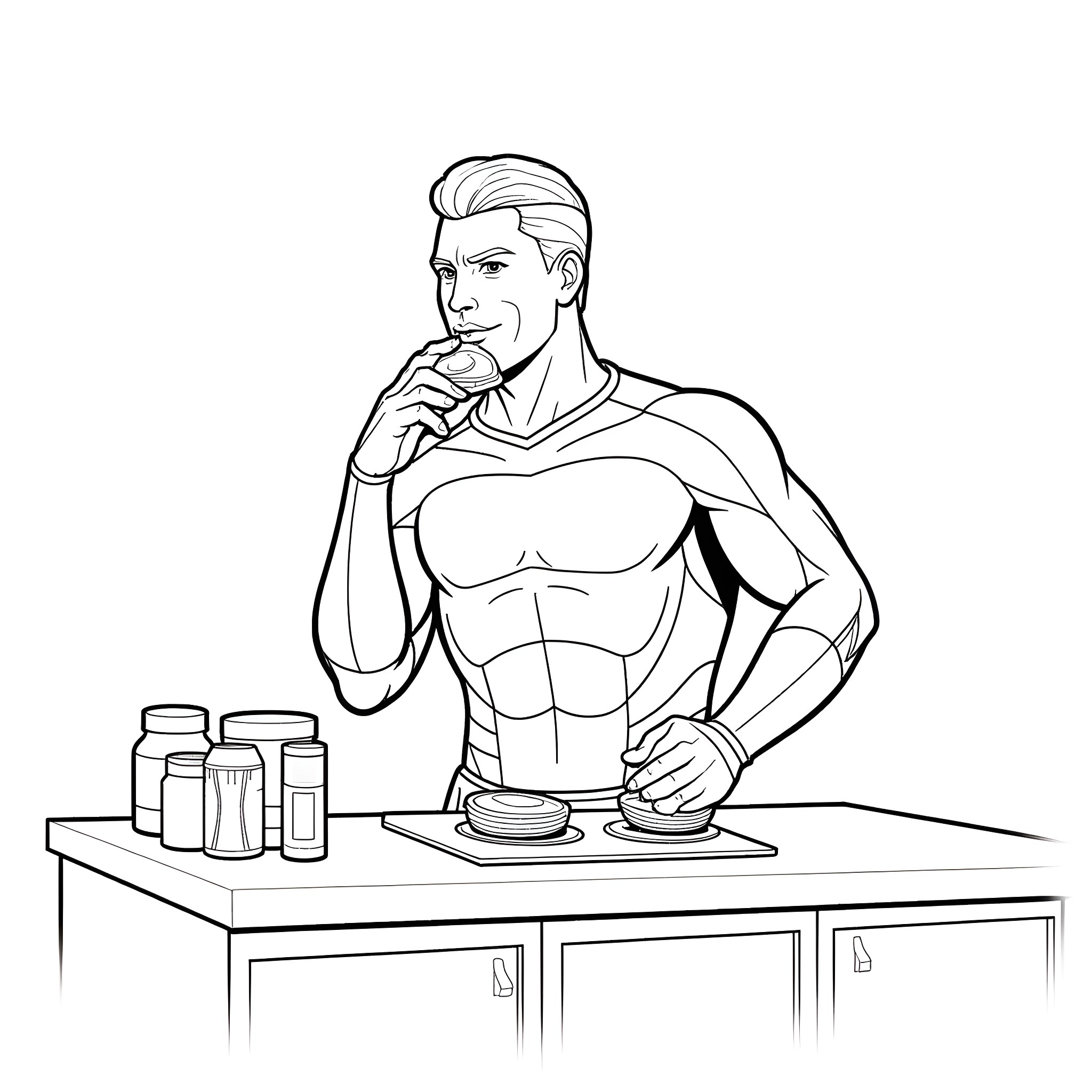 Lex Luthor Planning Villainous Schemes at the Lab Coloring Page (free black-and-white line drawing printable PDF for all, from beginners to advanced learners, including children, teens, adults, and seniors)