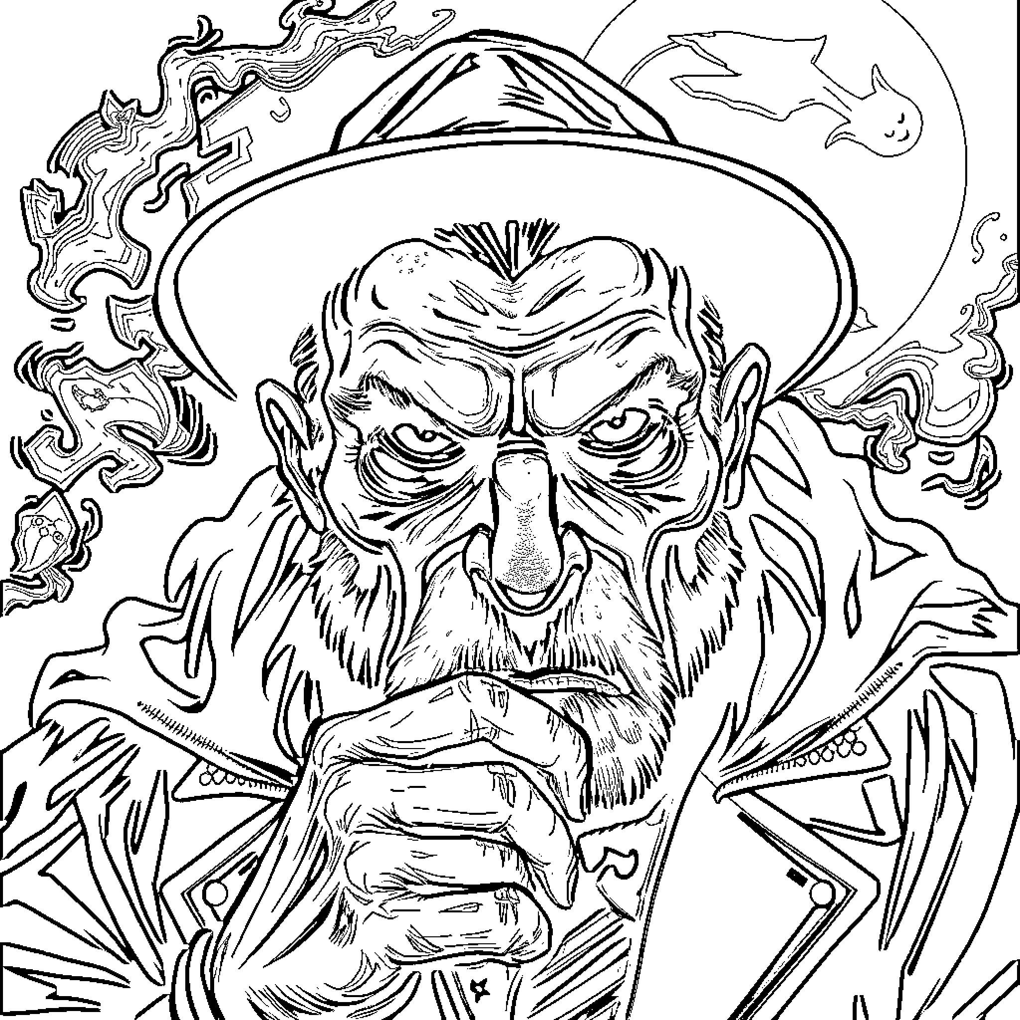 Capuchin Monk in Contemplative Pose Coloring Page (free black-and-white line drawing printable PDF for all, from beginners to advanced learners, including children, teens, adults, and seniors)