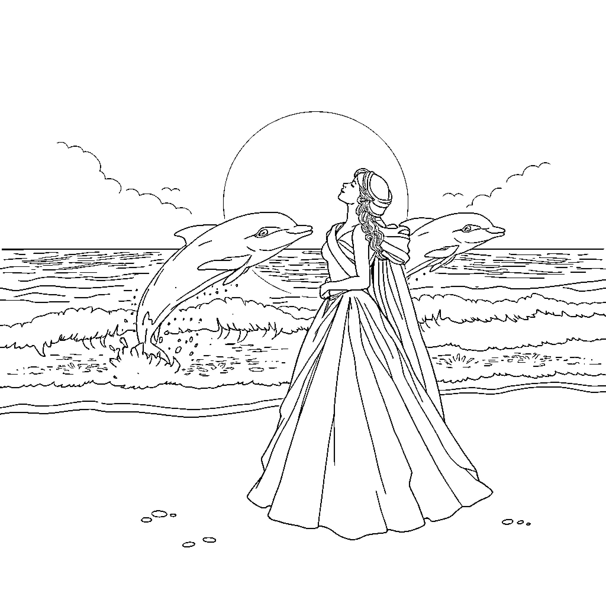 Prince's Enchanting Oceanside Promenade Coloring Page (free black-and-white line drawing printable PDF for all, from beginners to advanced learners, including children, teens, adults, and seniors)