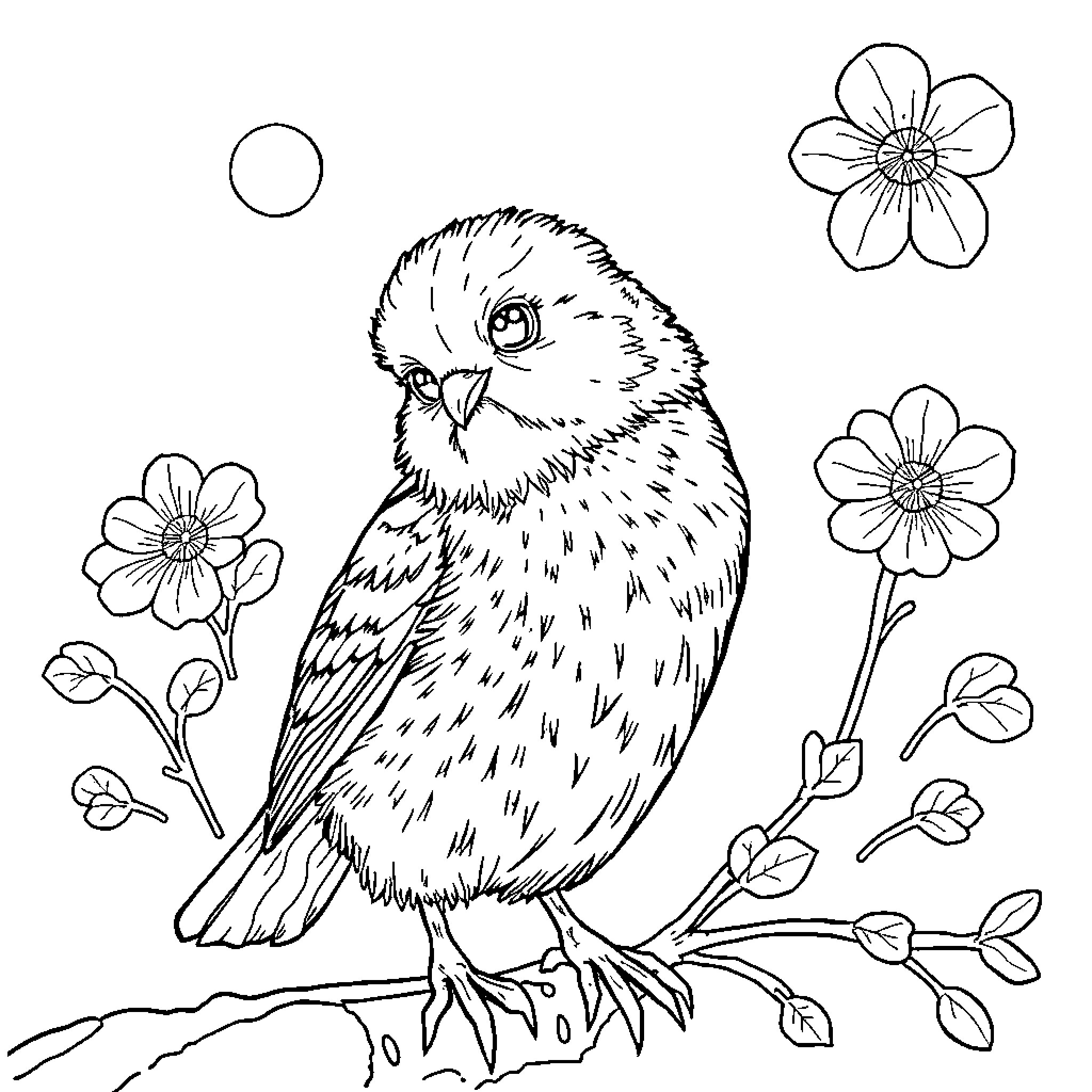 Cinderella's Feathered Friend: A Whimsical Encounter Coloring Page (free black-and-white line drawing printable PDF for all, from beginners to advanced learners, including children, teens, adults, and seniors)