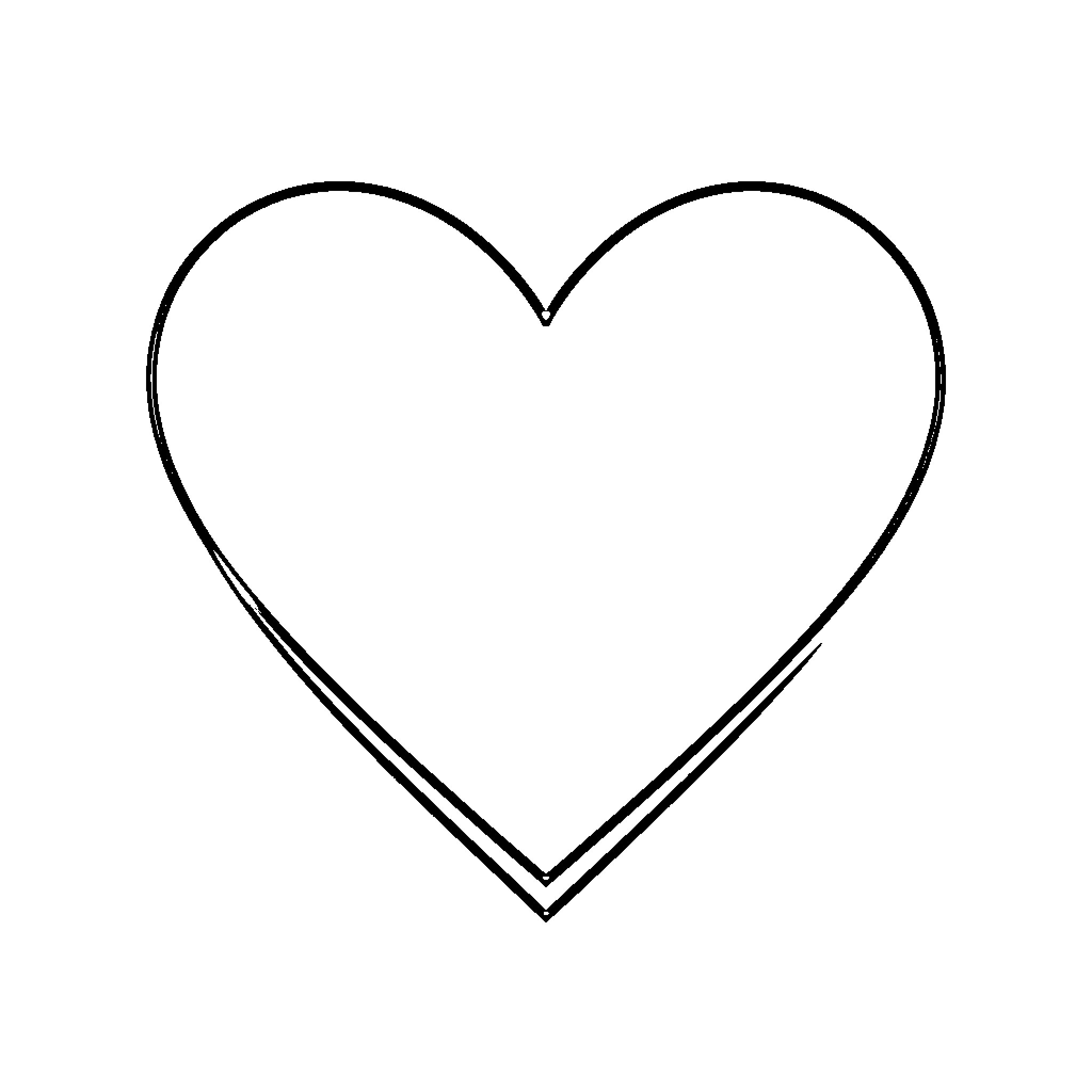 Heart shape outlined in simple line art Coloring Page (free black-and-white line drawing printable PDF for all, from beginners to advanced learners, including children, teens, adults, and seniors)