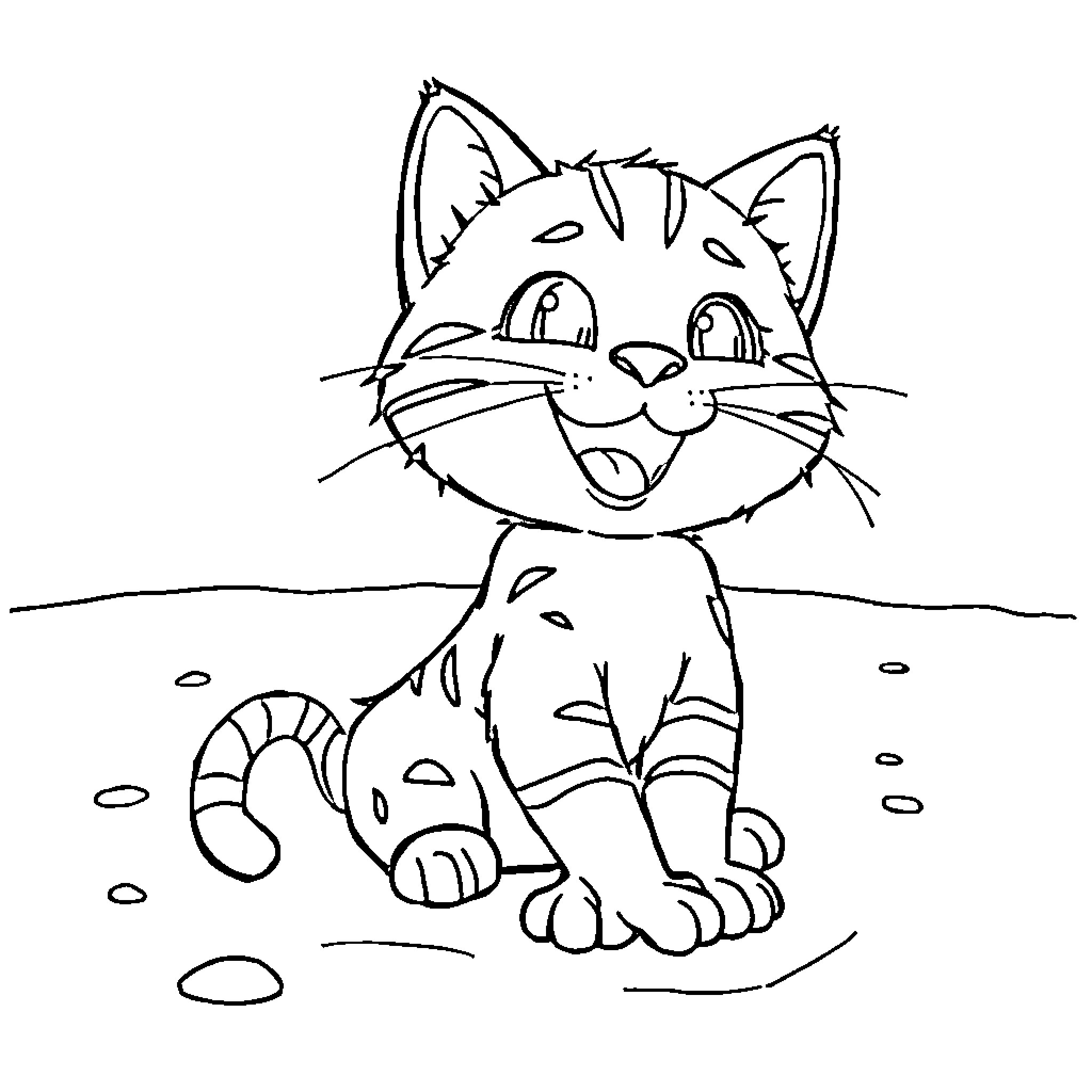 Gabygato's Joyful Adventure Coloring Page (free black-and-white line drawing printable PDF for all, from beginners to advanced learners, including children, teens, adults, and seniors)