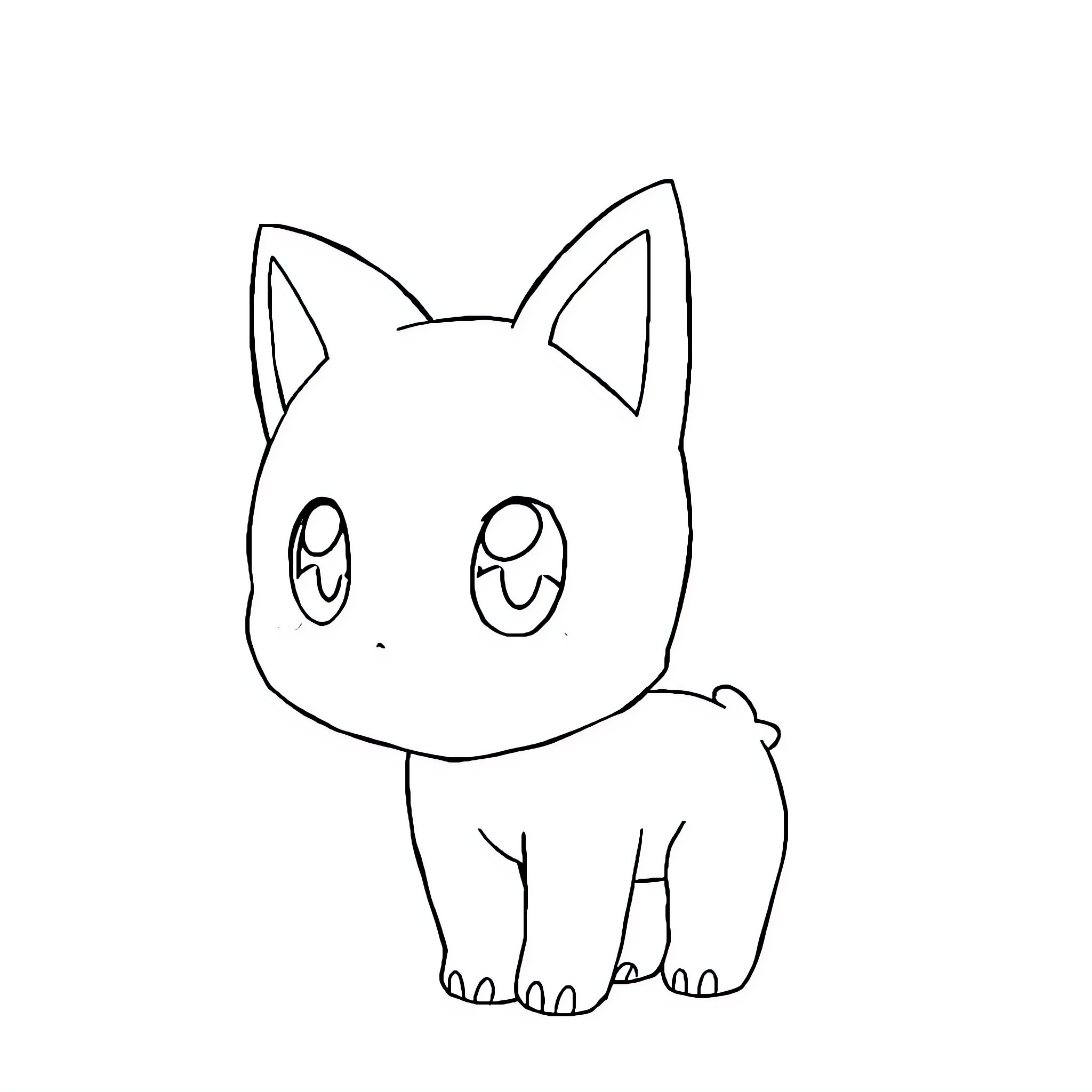 Kyubey the Cute Cartoon Kitten Coloring Page (free black-and-white line drawing printable PDF for all, from beginners to advanced learners, including children, teens, adults, and seniors)