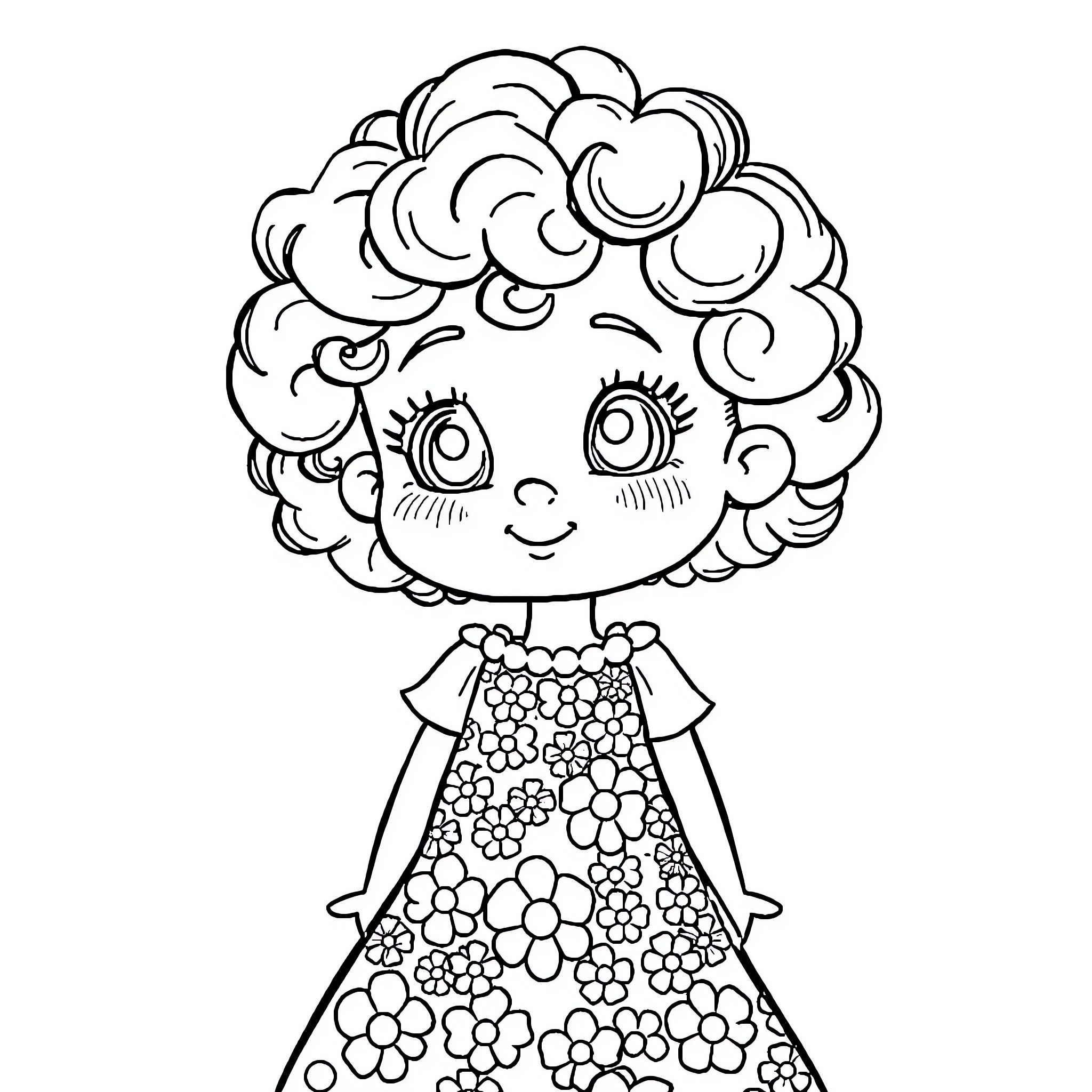 Jojo's Floral Fun Outfit Coloring Page (free black-and-white line drawing printable PDF for all, from beginners to advanced learners, including children, teens, adults, and seniors)