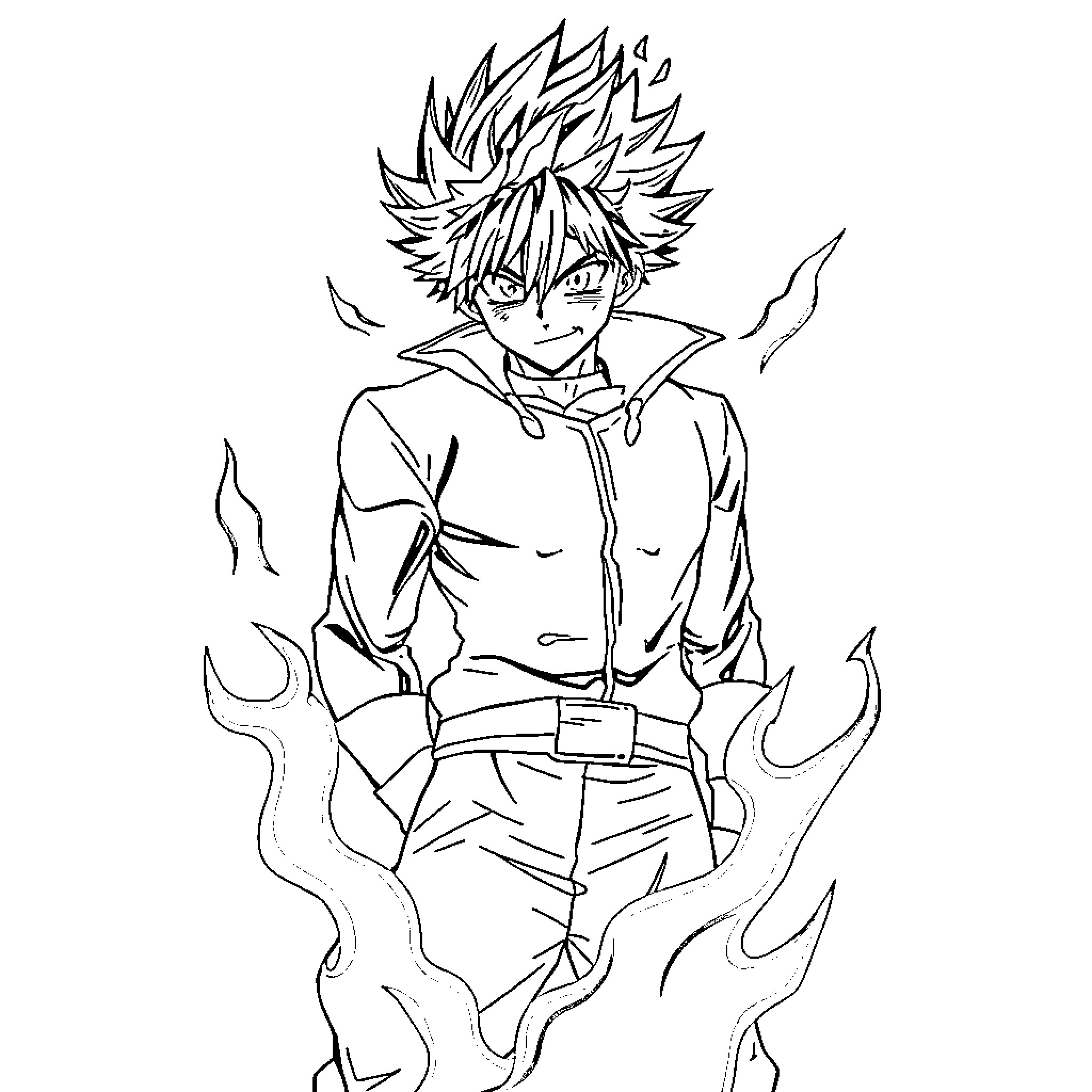 Davi's Fiery Passion: An Animated Character Coloring Page (free black-and-white line drawing printable PDF for all, from beginners to advanced learners, including children, teens, adults, and seniors)