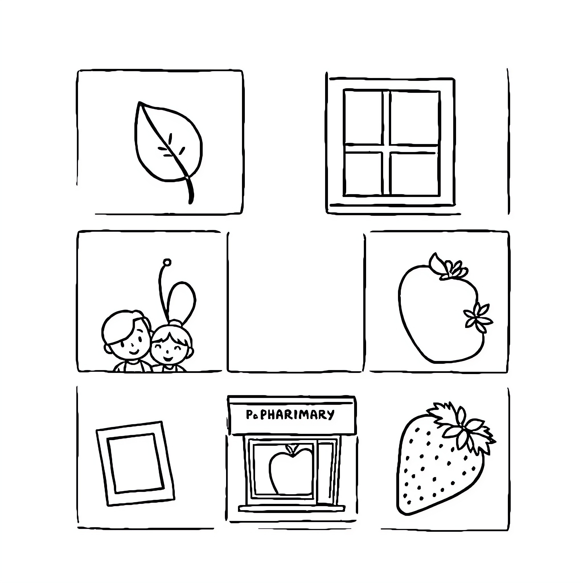 Leaf-themed Illustrations in a Collage Coloring Page (free black-and-white line drawing printable PDF for all, from beginners to advanced learners, including children, teens, adults, and seniors)