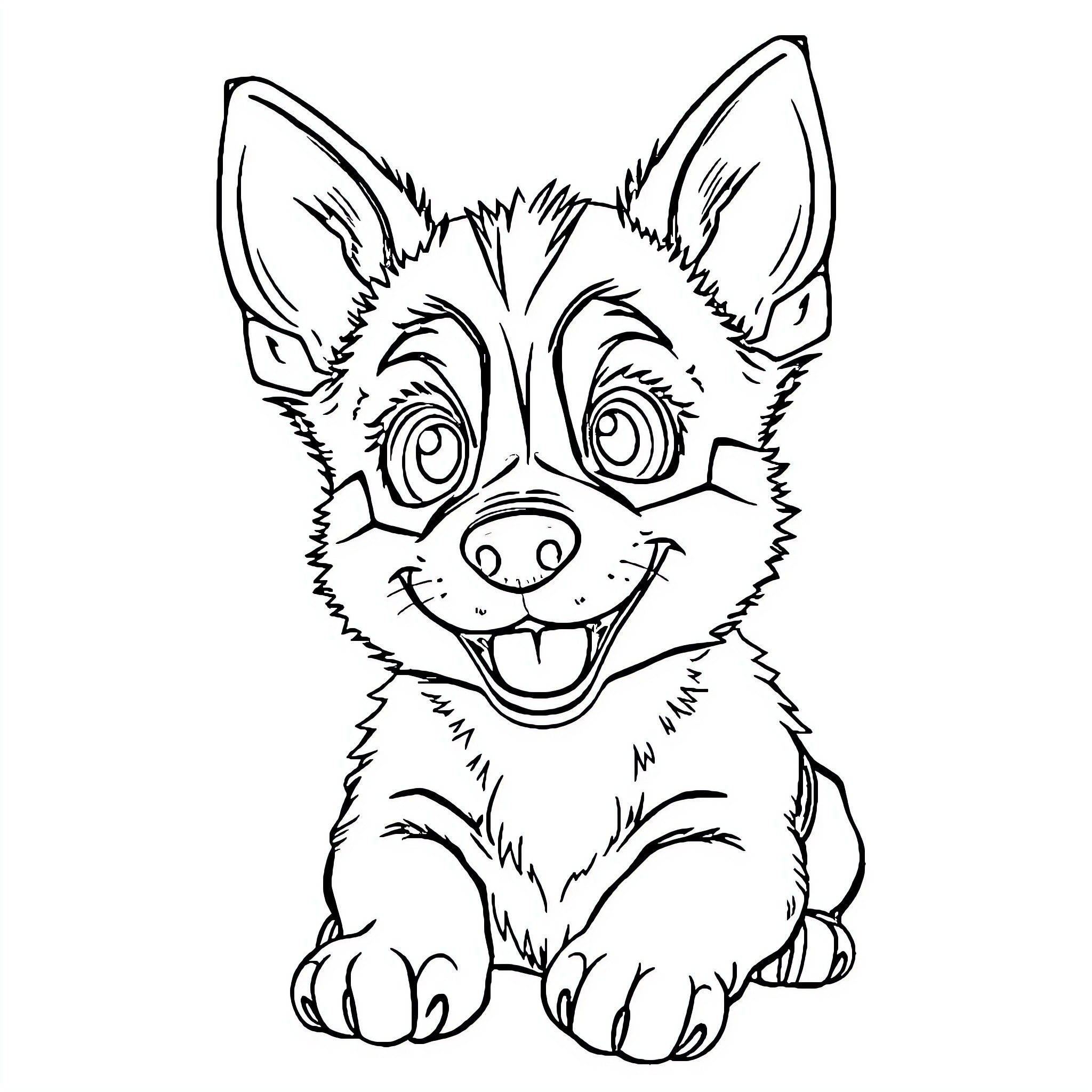 Bluey's Playful Puppy Pals Coloring Page (free black-and-white line drawing printable PDF for all, from beginners to advanced learners, including children, teens, adults, and seniors)