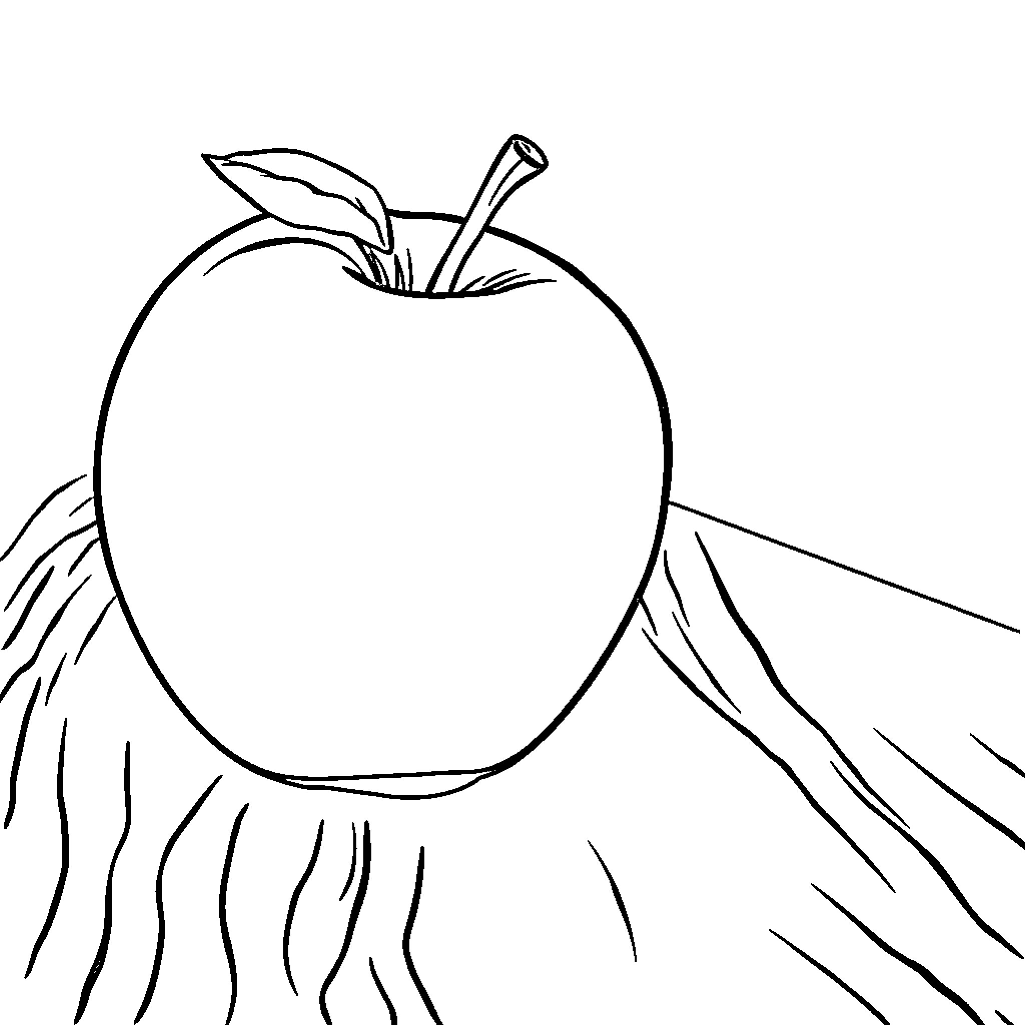 Apple with creative artistic design Coloring Page (free black-and-white line drawing printable PDF for all, from beginners to advanced learners, including children, teens, adults, and seniors)