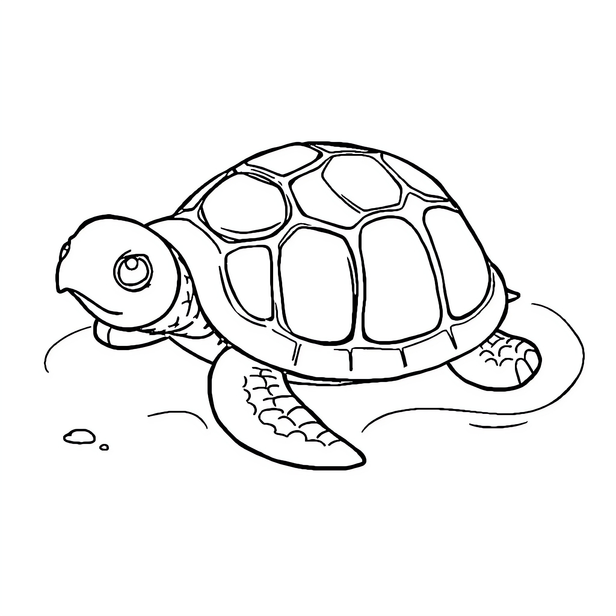 Turtle swimming in the ocean Coloring Page (free black-and-white line drawing printable PDF for all, from beginners to advanced learners, including children, teens, adults, and seniors)
