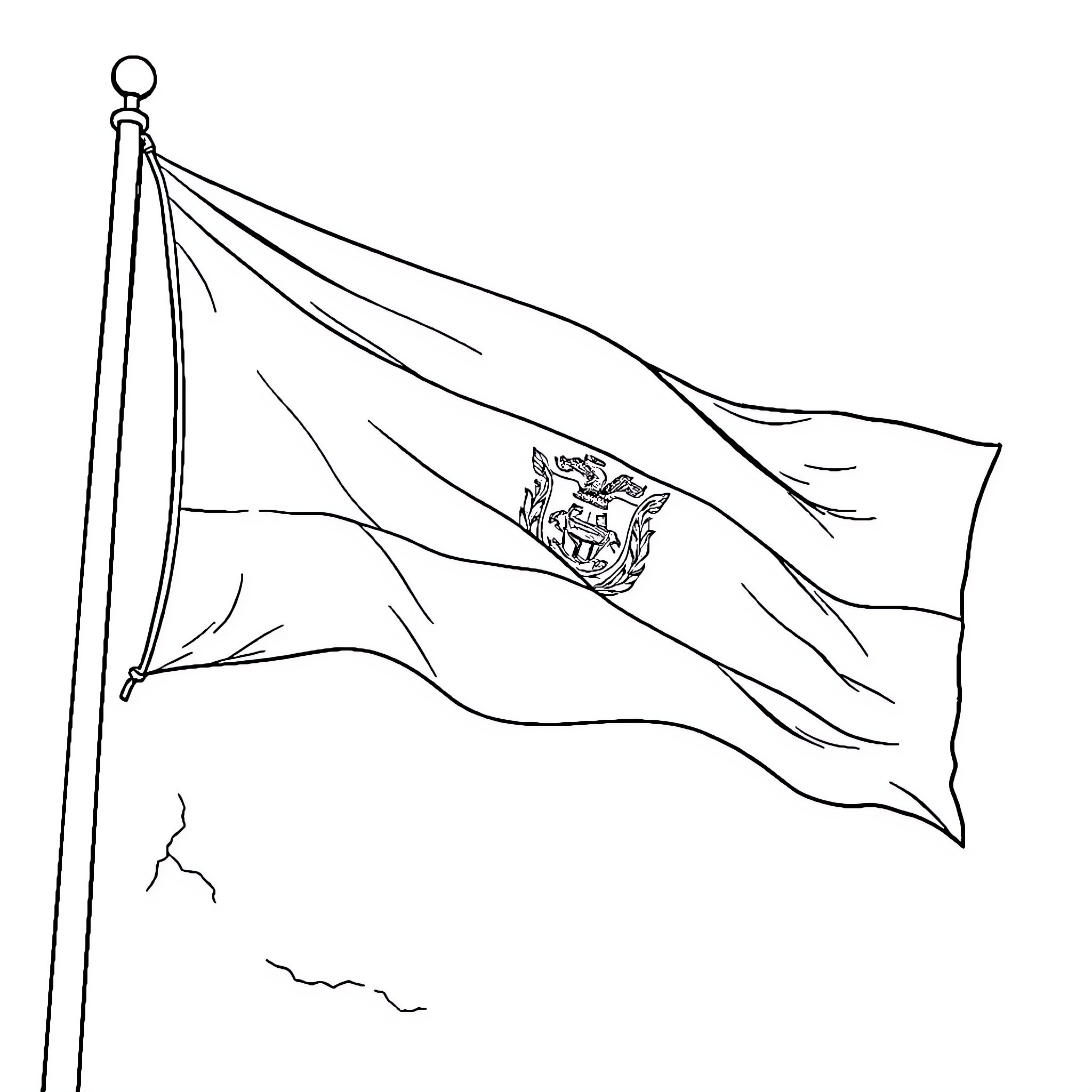 Salvador Flag waving in the wind Coloring Page (free black-and-white line drawing printable PDF for all, from beginners to advanced learners, including children, teens, adults, and seniors)
