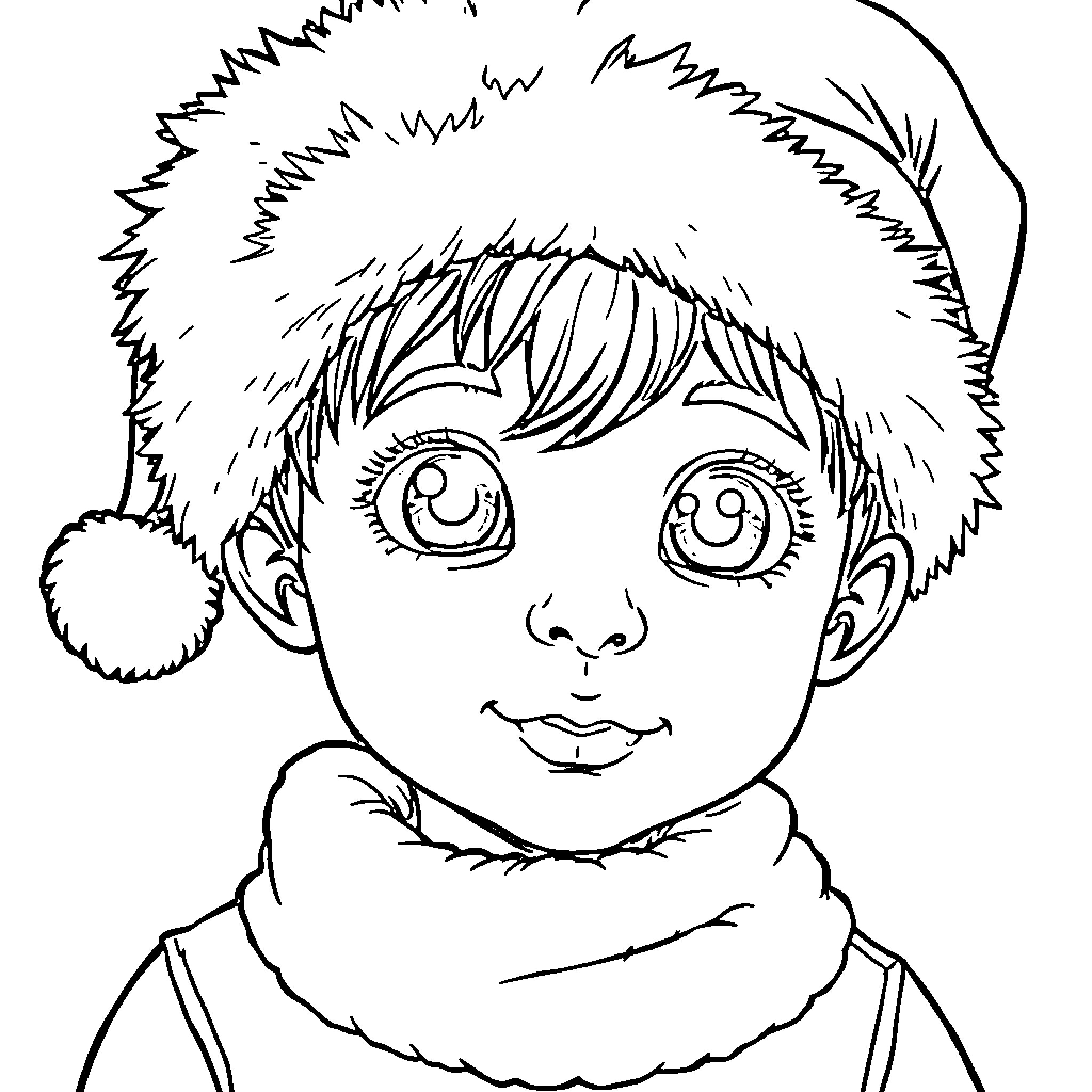 Monster Boy in Furry Winter Outfit Coloring Page (free black-and-white line drawing printable PDF for all, from beginners to advanced learners, including children, teens, adults, and seniors)