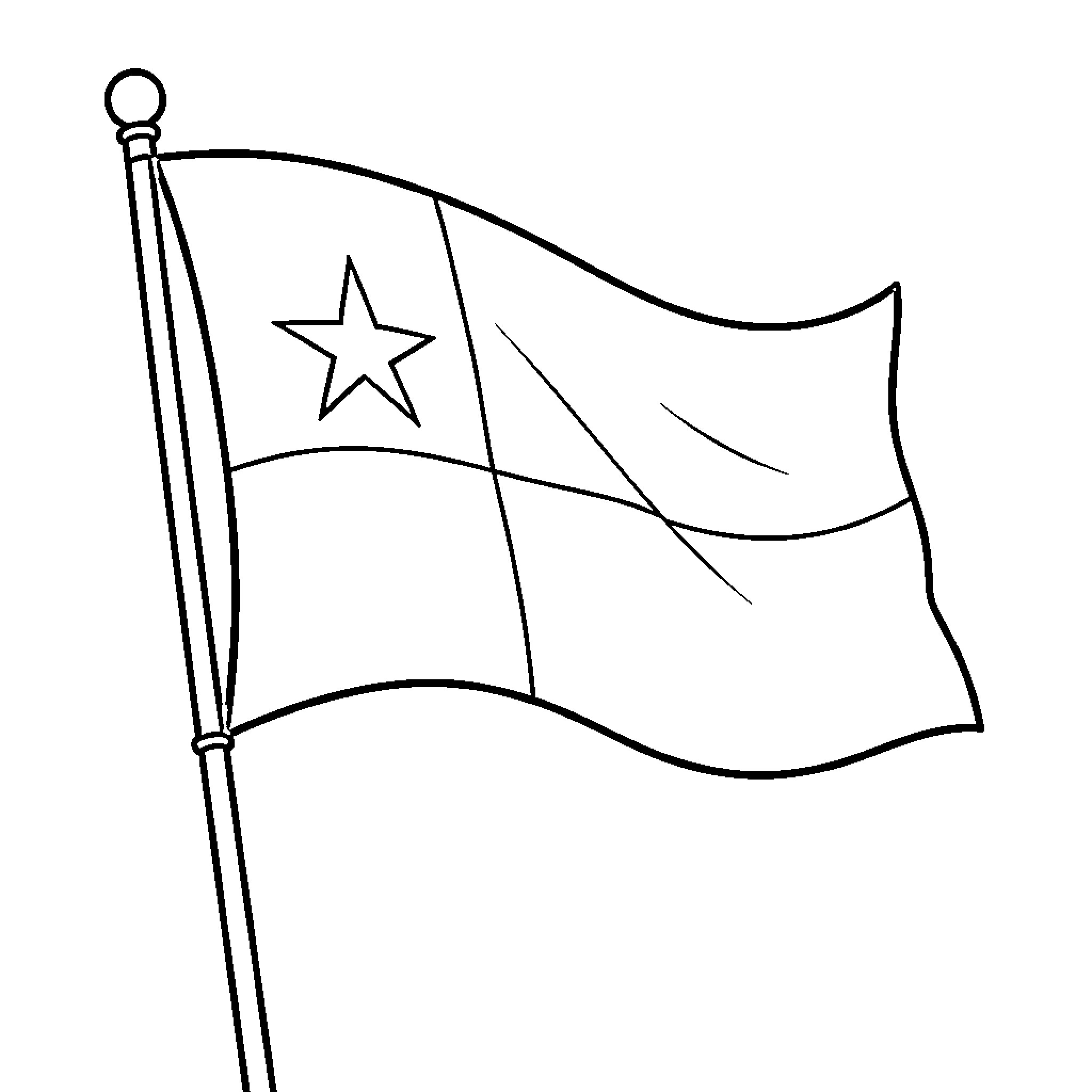 Chile Flag waving in the wind Coloring Page (free black-and-white line drawing printable PDF for all, from beginners to advanced learners, including children, teens, adults, and seniors)