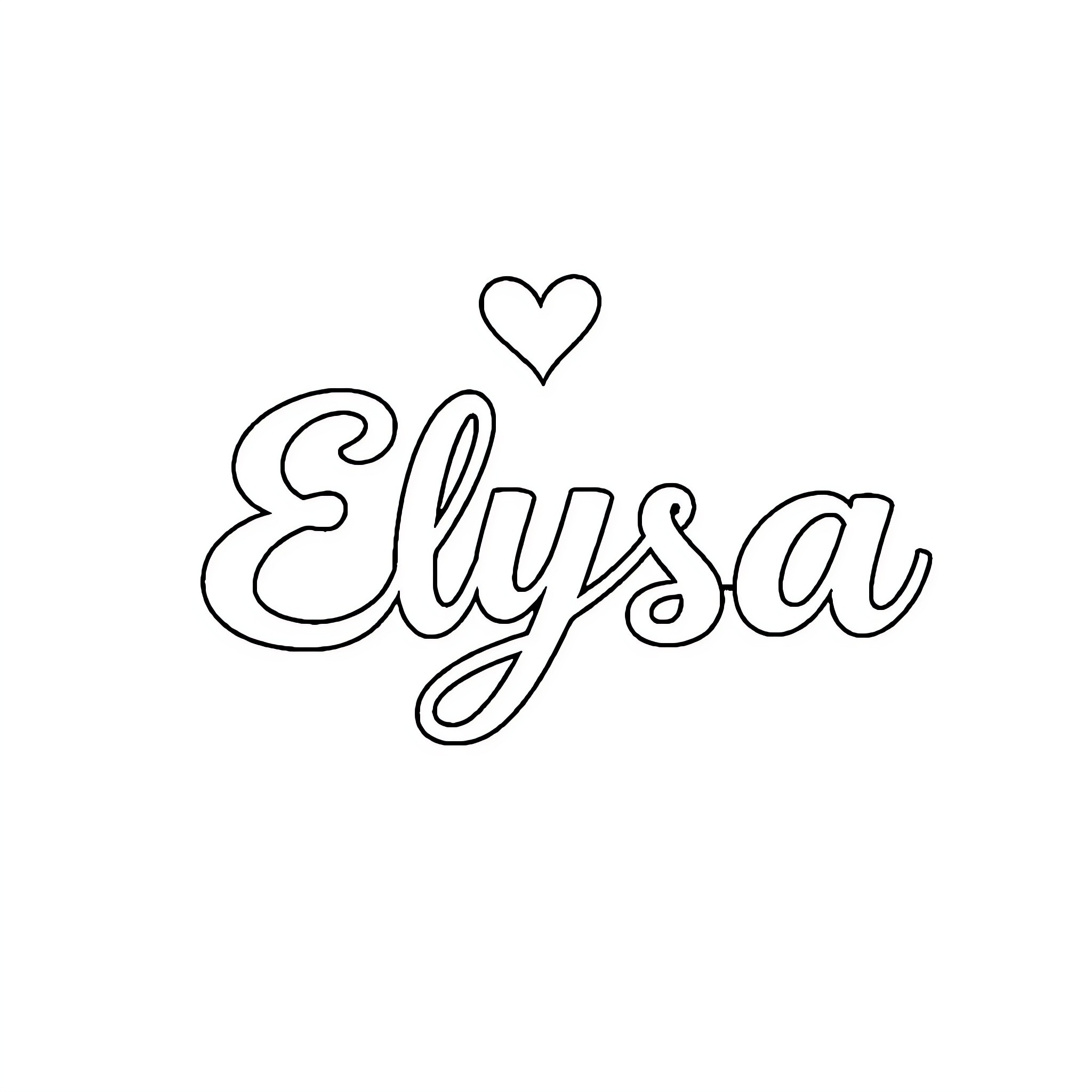 Elysa's Heartfelt Illustration Coloring Page (free black-and-white line drawing printable PDF for all, from beginners to advanced learners, including children, teens, adults, and seniors)
