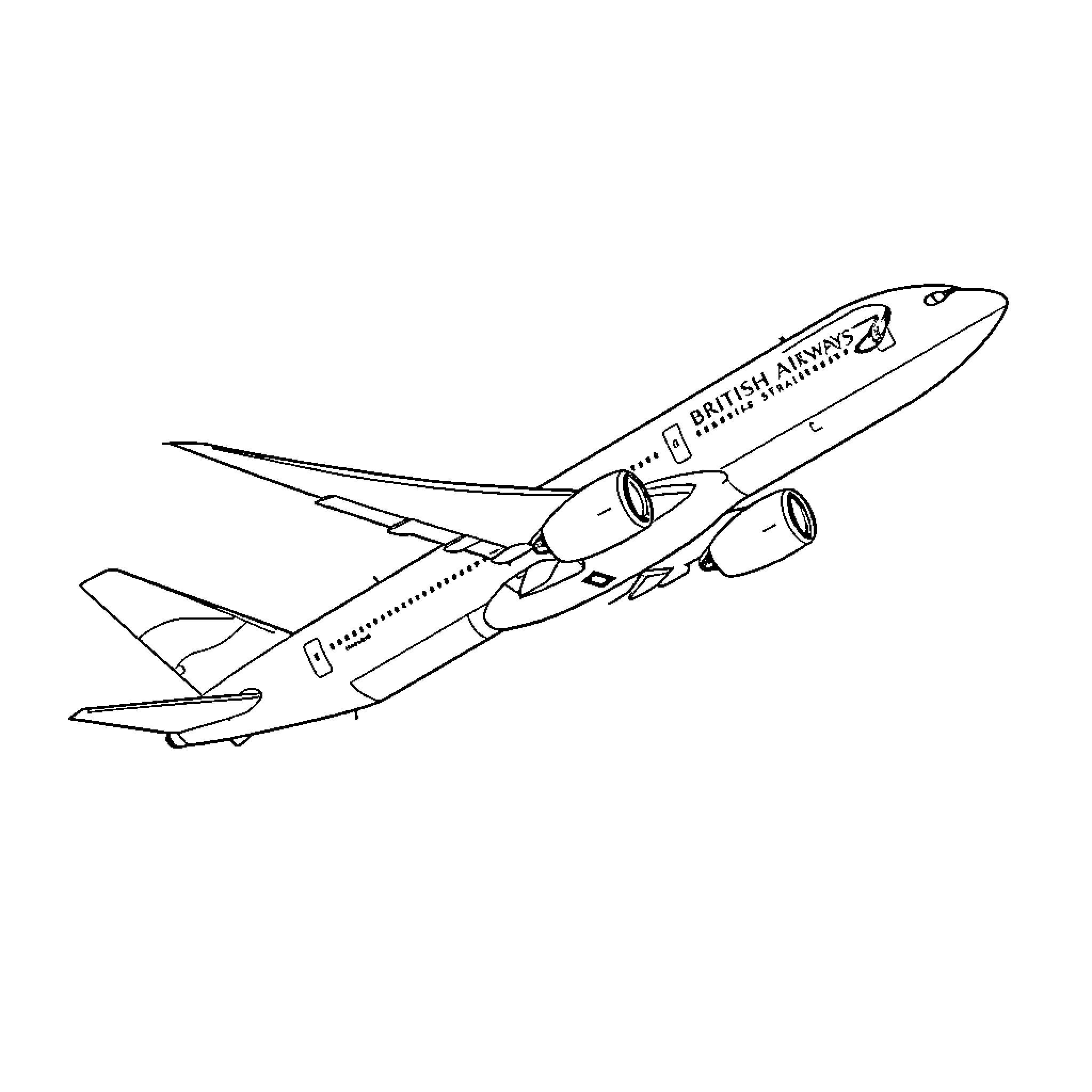 Airplane taking off into the sky Coloring Page (free black-and-white line drawing printable PDF for all, from beginners to advanced learners, including children, teens, adults, and seniors)