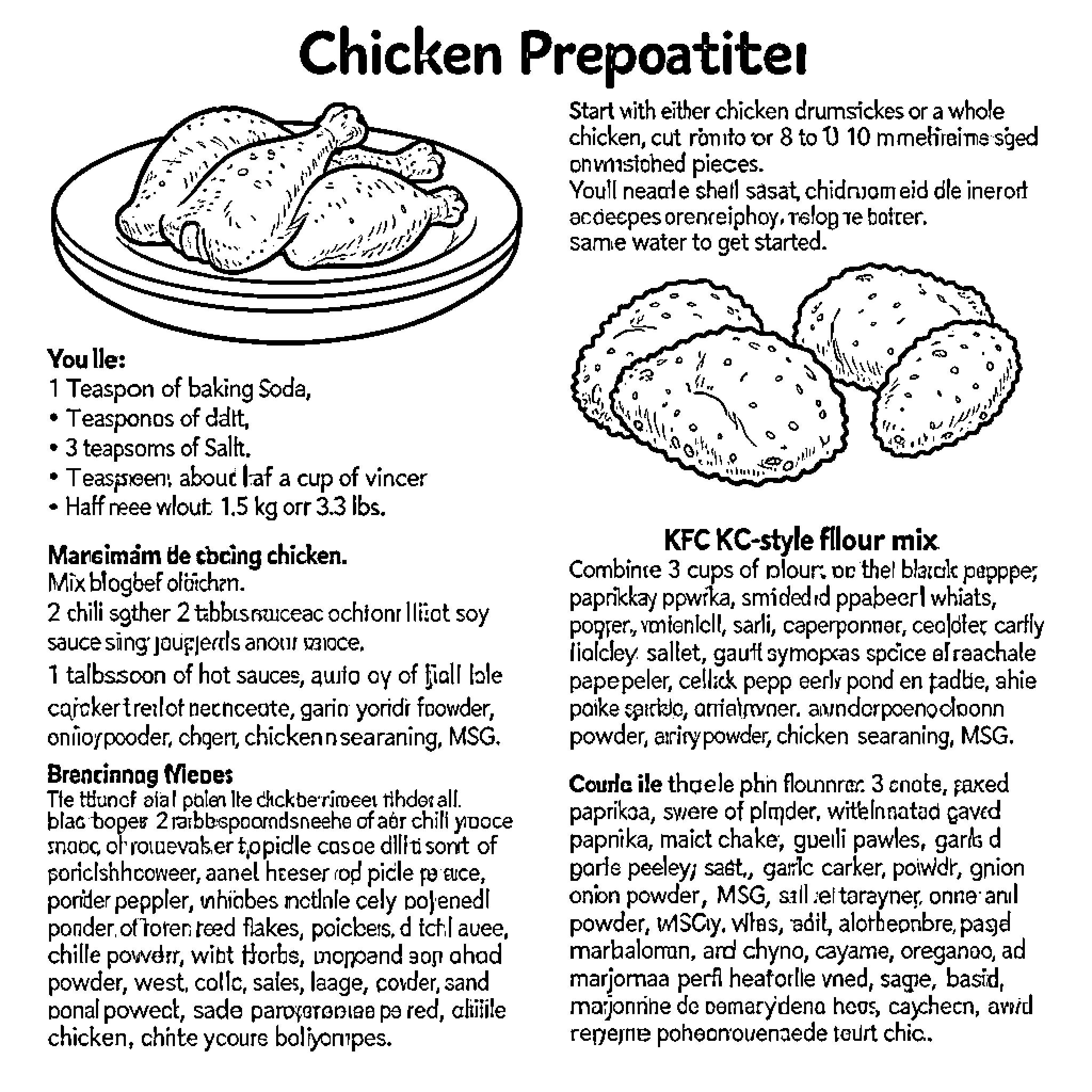 Chicken Prepoatitei: Prepare Chicken Dishes Coloring Page (free black-and-white line drawing printable PDF for all, from beginners to advanced learners, including children, teens, adults, and seniors)