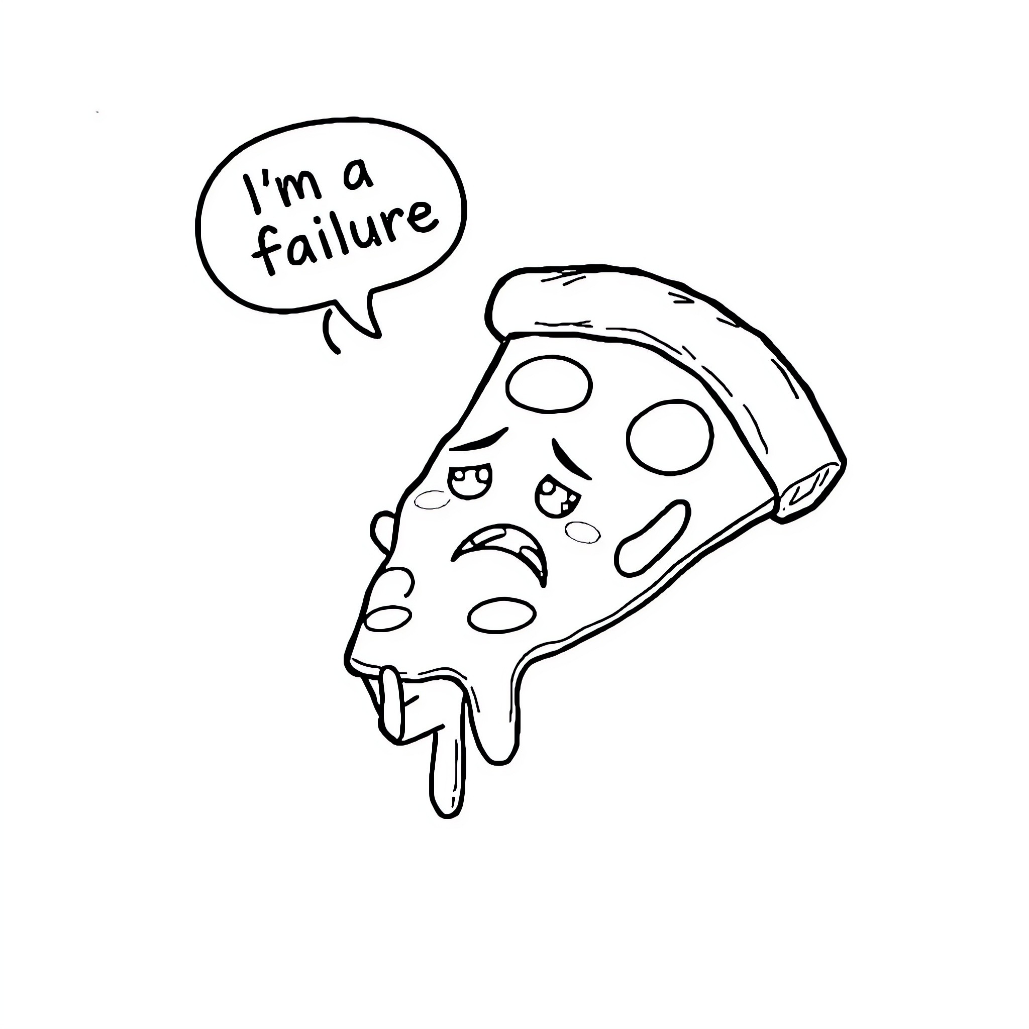 Deli slice expressing insecurity Coloring Page (free black-and-white line drawing printable PDF for all, from beginners to advanced learners, including children, teens, adults, and seniors)