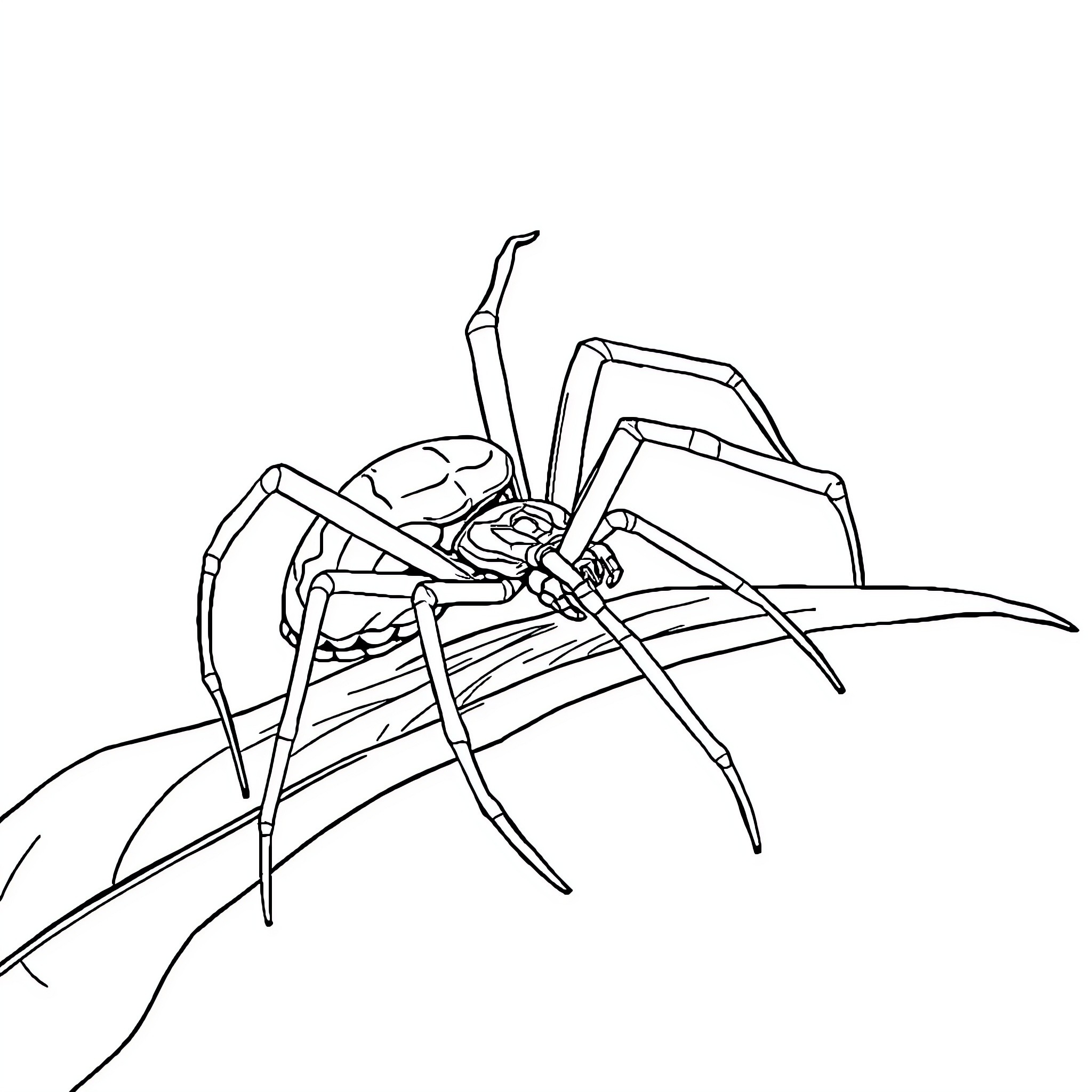 Daddy Longlegs exploring a leaf-covered landscape Coloring Page (free black-and-white line drawing printable PDF for all, from beginners to advanced learners, including children, teens, adults, and seniors)