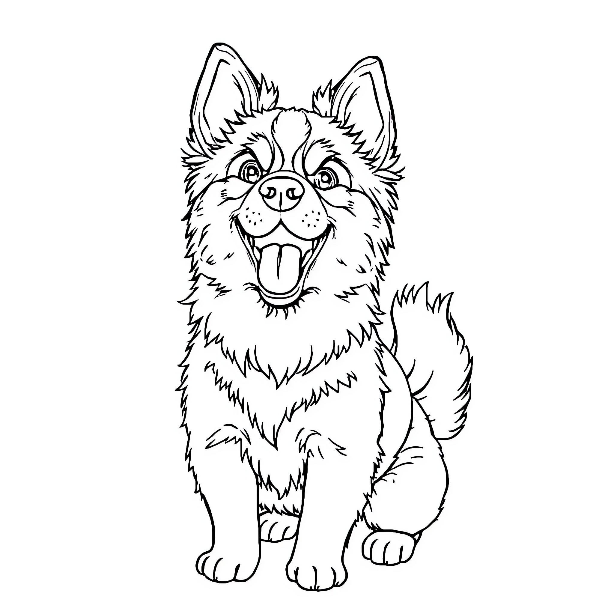 Poodle dog with a happy expression Coloring Page (free black-and-white line drawing printable PDF for all, from beginners to advanced learners, including children, teens, adults, and seniors)